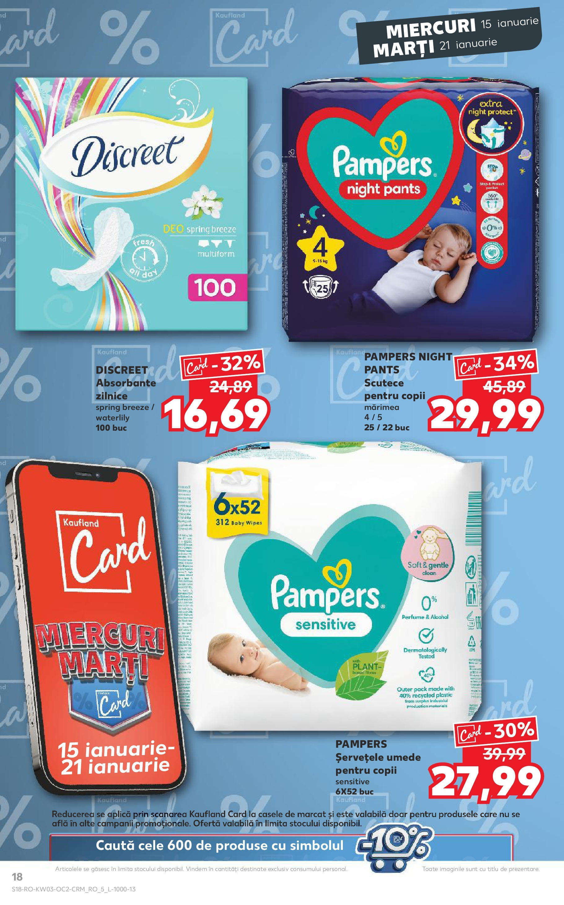 Catalog Kaufland - Bucureşti 15.01.2025 - Revista si Oferta | Pagină: 18 | Produse: Șervețele umede, Absorbante, Scutece