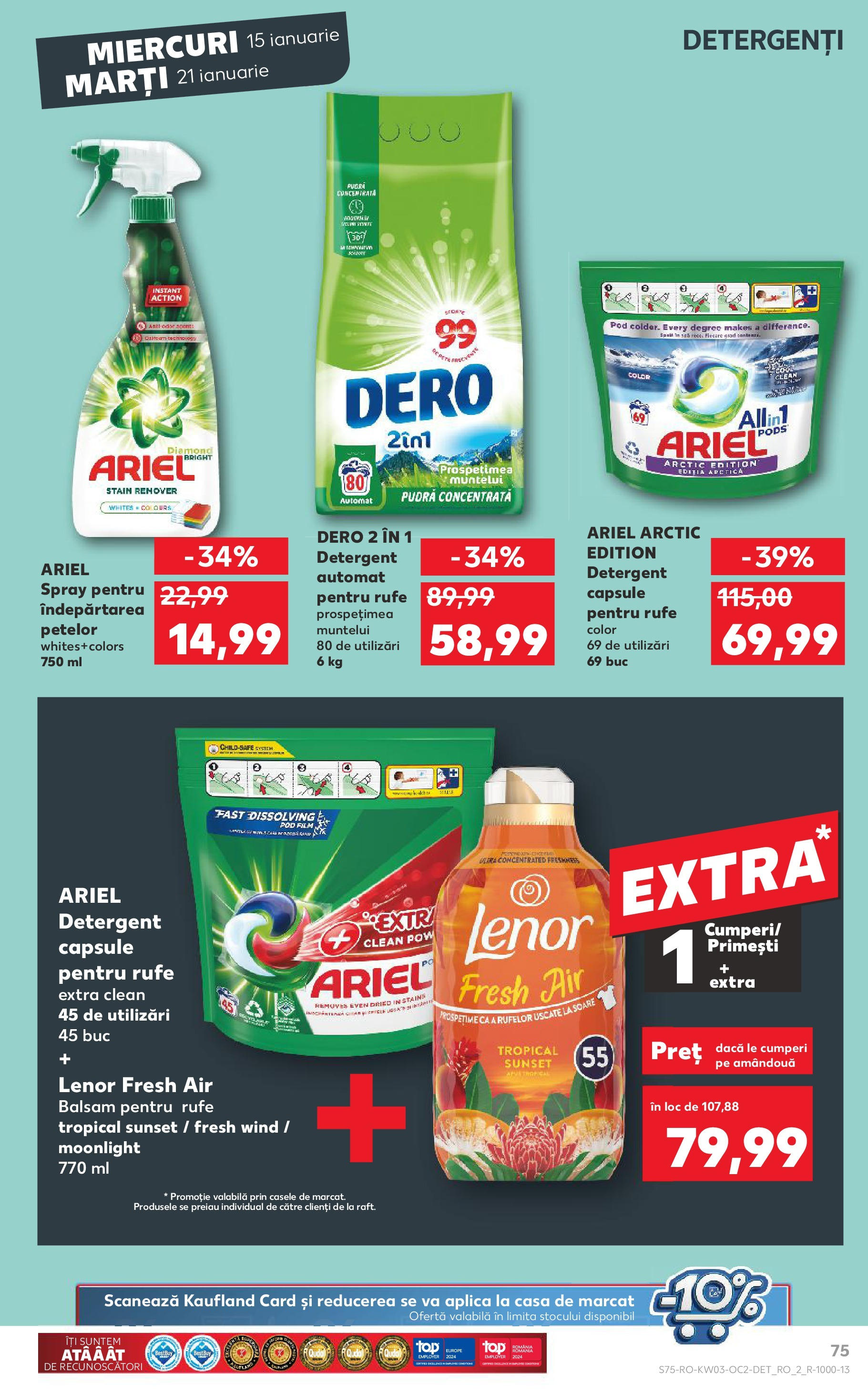 Catalog Kaufland - Bucureşti 15.01.2025 - Revista si Oferta | Pagină: 75 | Produse: Pudră, Balsam, Detergent