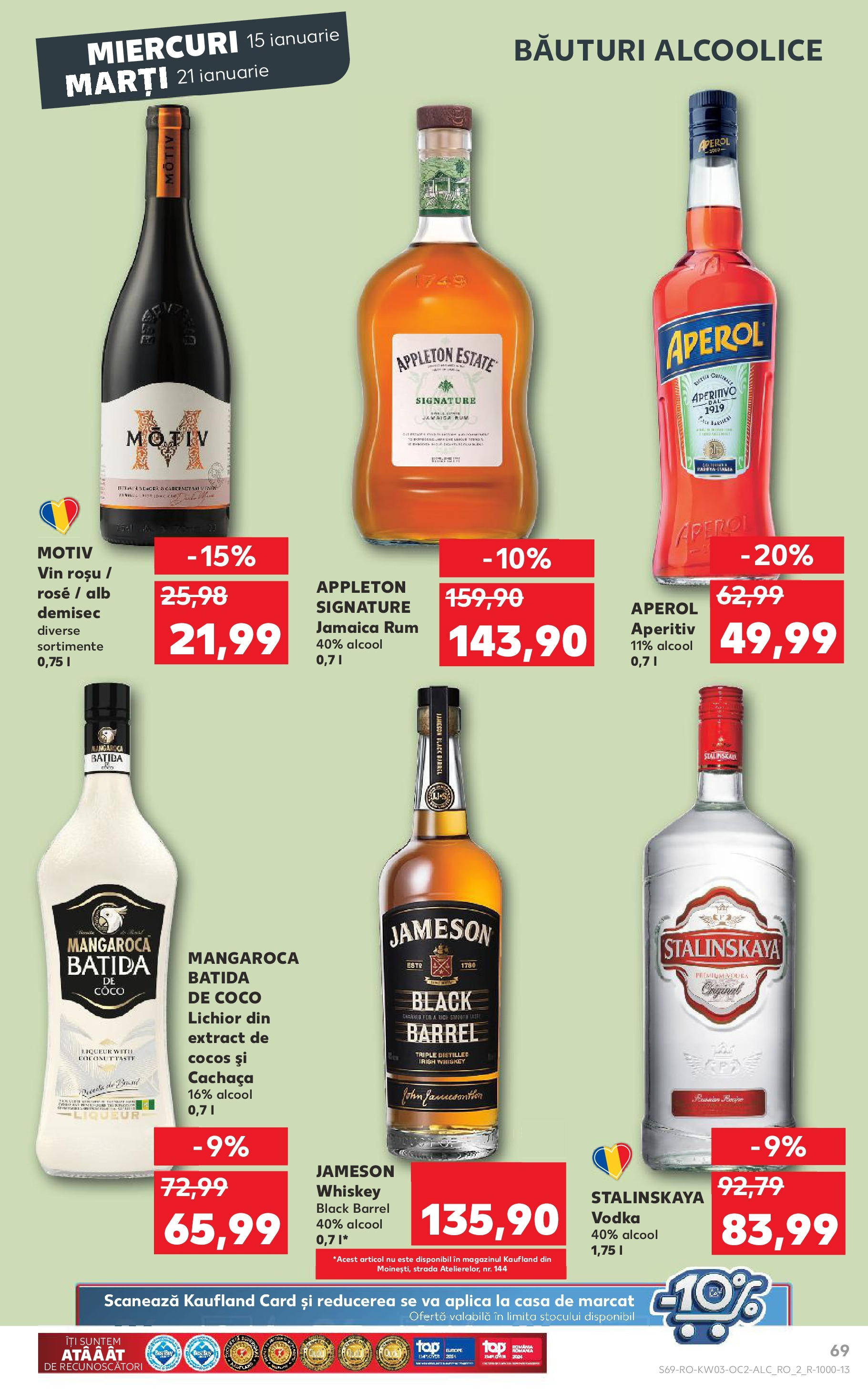 Catalog Kaufland - Bucureşti 15.01.2025 - Revista si Oferta | Pagină: 69 | Produse: Lichior, Vodka, Whiskey, Aperol