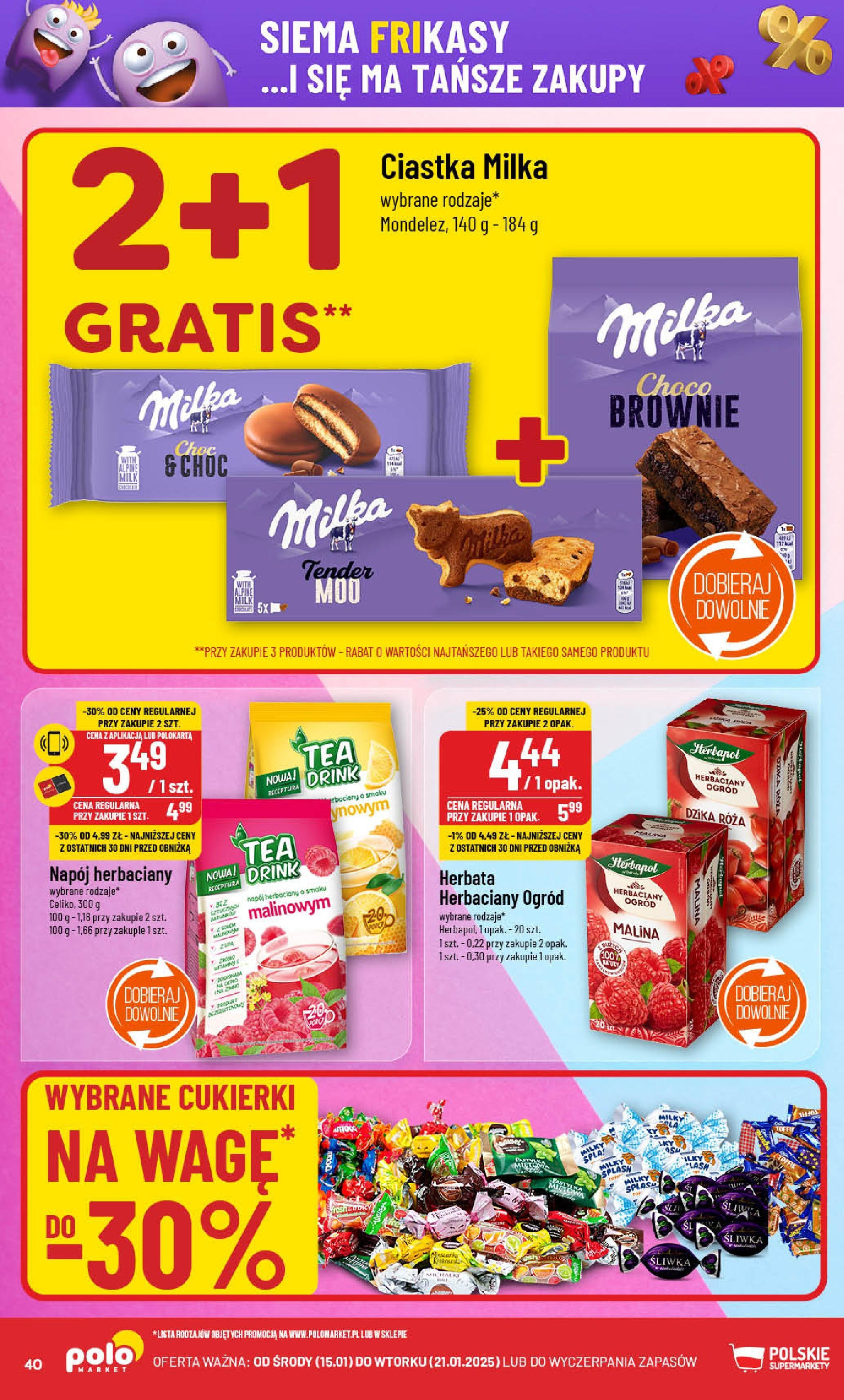 POLOmarket gazetka od jutra (15.01.2025) - Nowa PDF | Strona: 40 | Produkty: Malina, Milka, Herbata, Ciastka