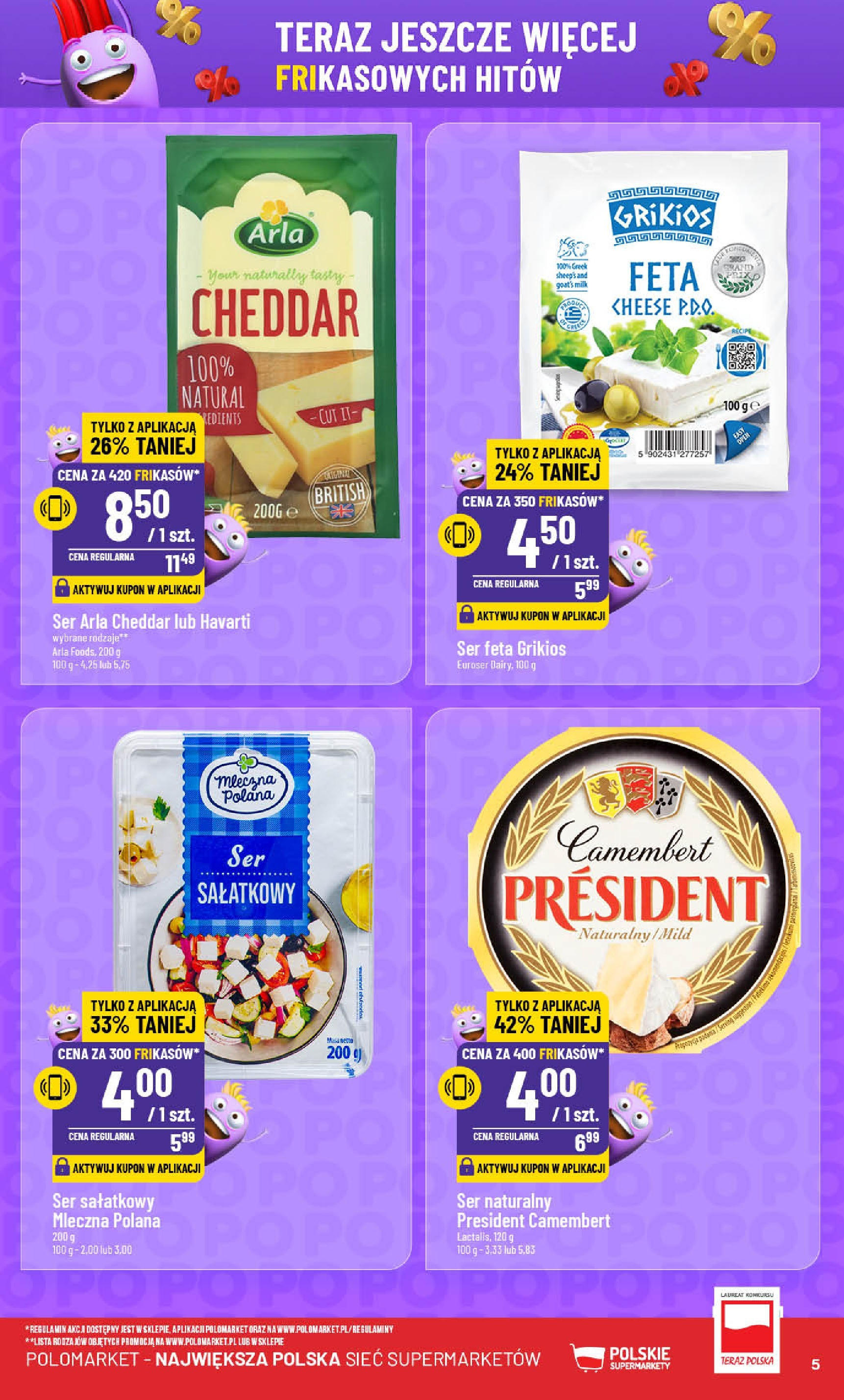 POLOmarket gazetka od jutra (15.01.2025) - Nowa PDF | Strona: 5 | Produkty: Camembert, Ser, Cheddar, Ser feta