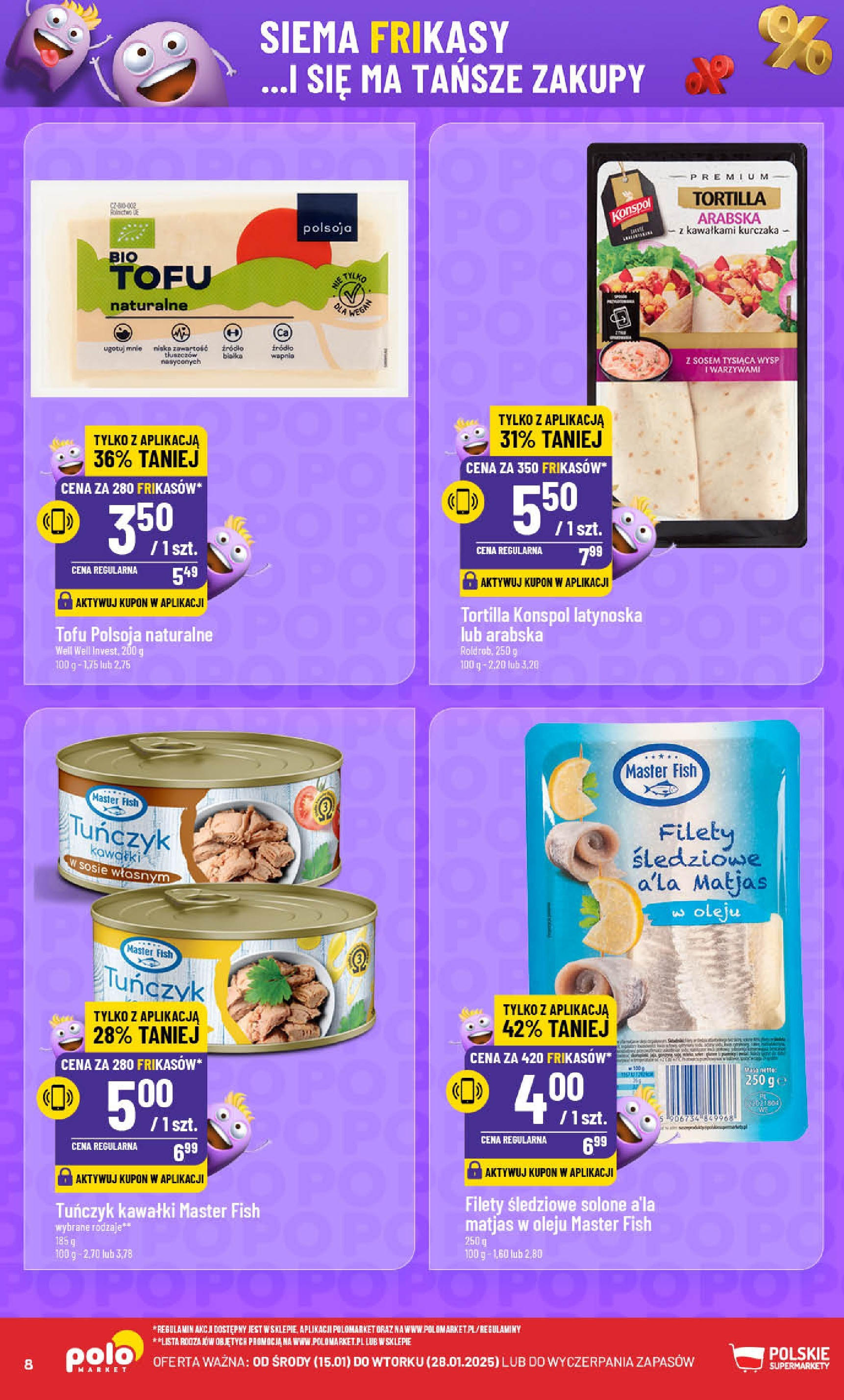 POLOmarket gazetka od jutra (15.01.2025) - Nowa PDF | Strona: 8 | Produkty: Tortilla, Tuńczyk, Tofu