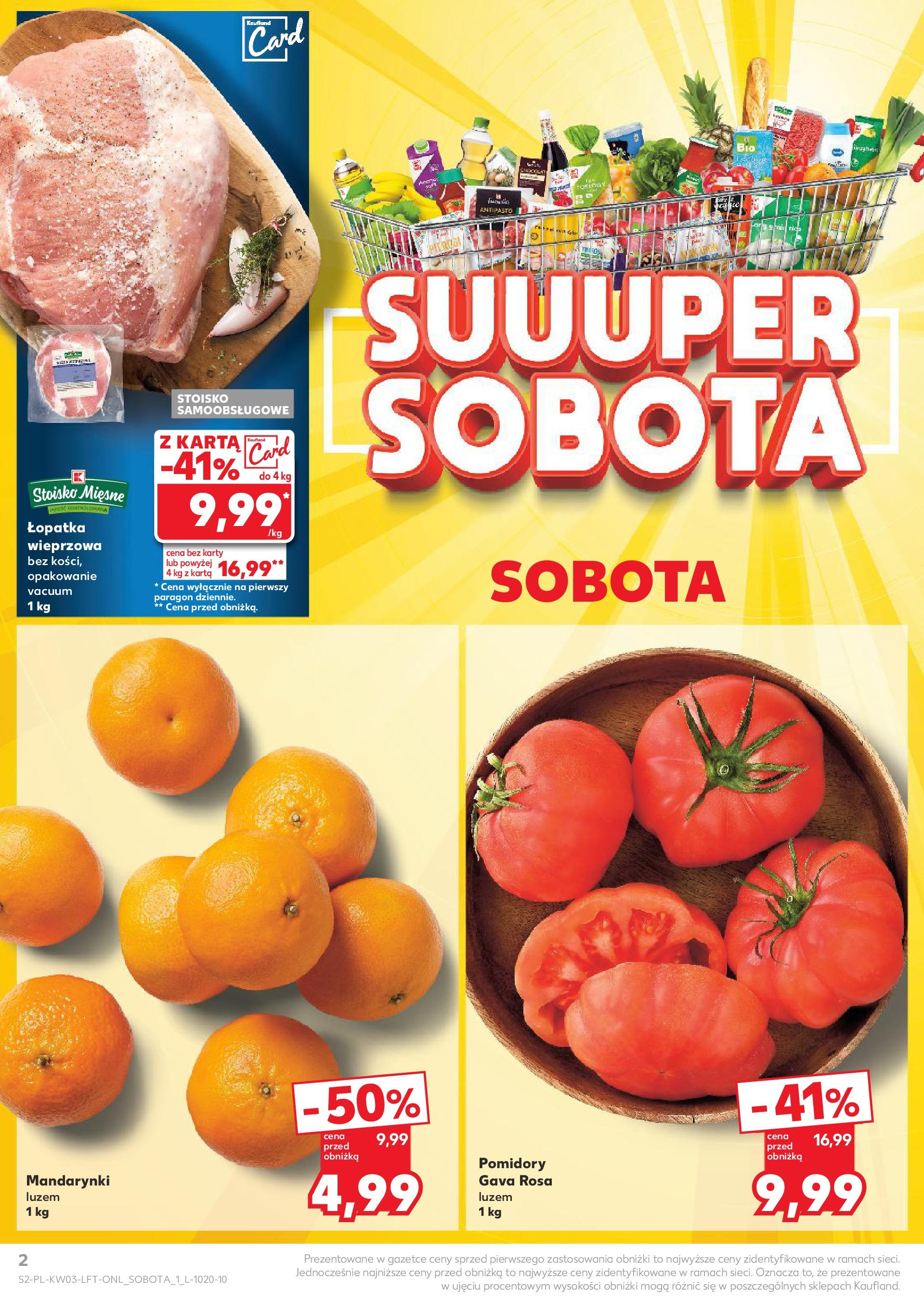 Kaufland gazetka od 16.01.2025 - od jutra PDF | Strona: 2 | Produkty: Karta, Łopatka wieprzowa, Pomidory, Mandarynki