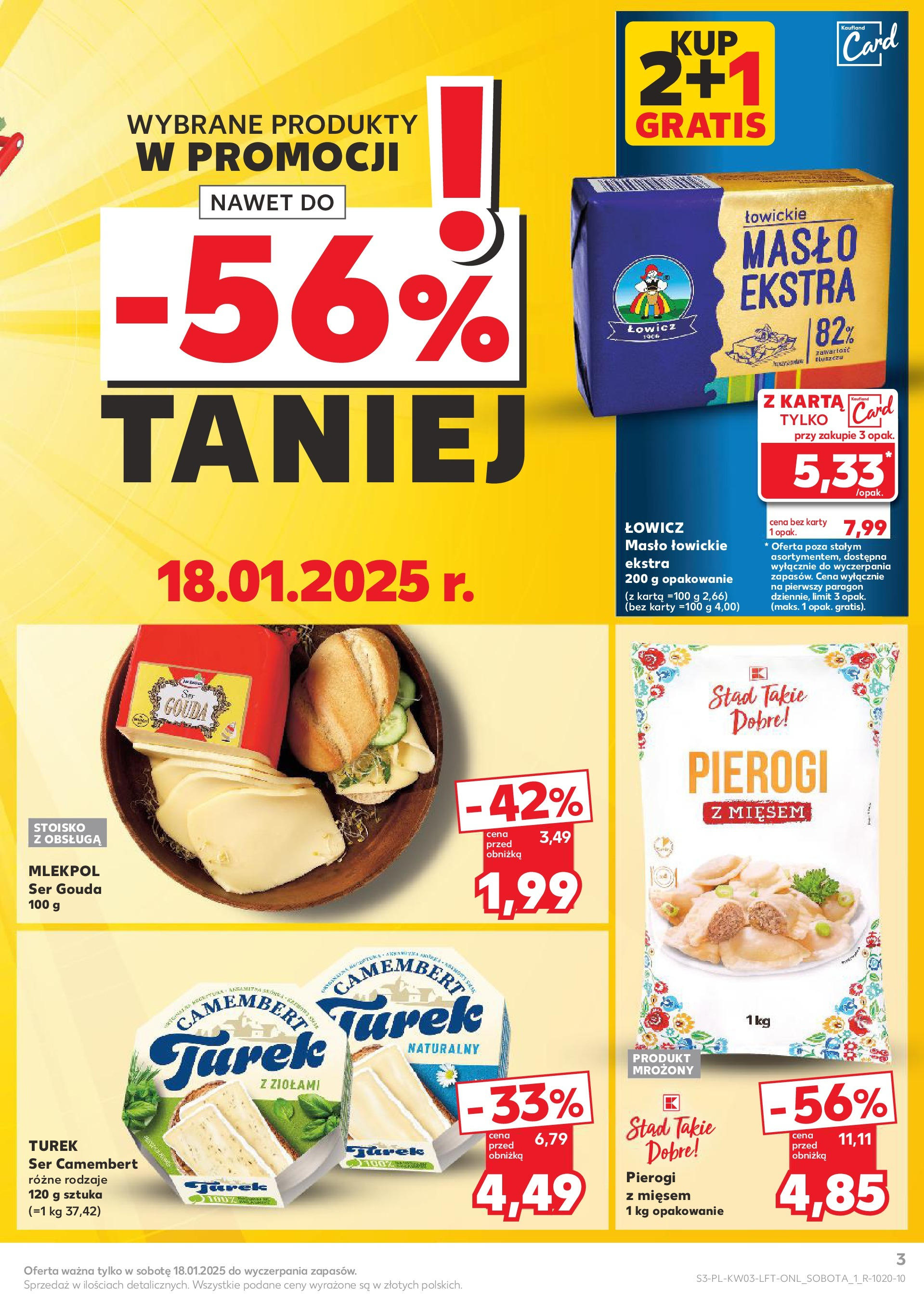 Kaufland gazetka od 16.01.2025 - od jutra PDF | Strona: 3 | Produkty: Karta, Camembert, Masło, Ser gouda