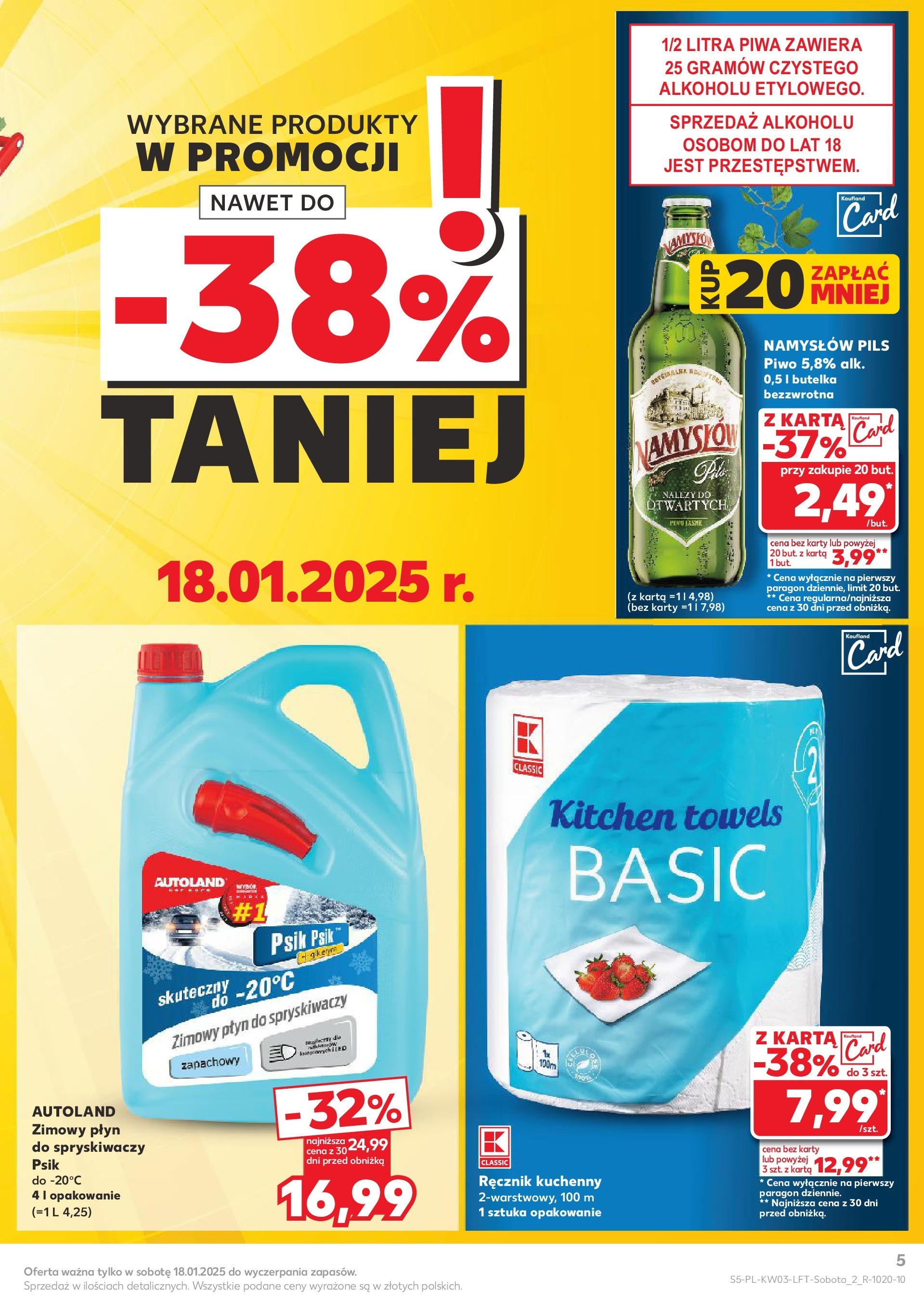 Kaufland gazetka od 16.01.2025 - od jutra PDF | Strona: 5 | Produkty: Karta, Płyn do spryskiwaczy, Piwo