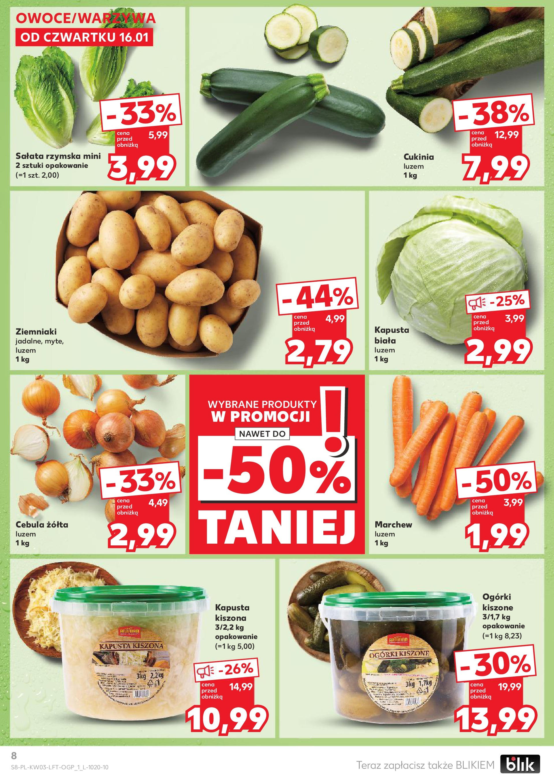 Kaufland gazetka od 16.01.2025 - od jutra PDF | Strona: 8 | Produkty: Kapusta, Kapusta kiszona, Cukinia, Ziemniaki