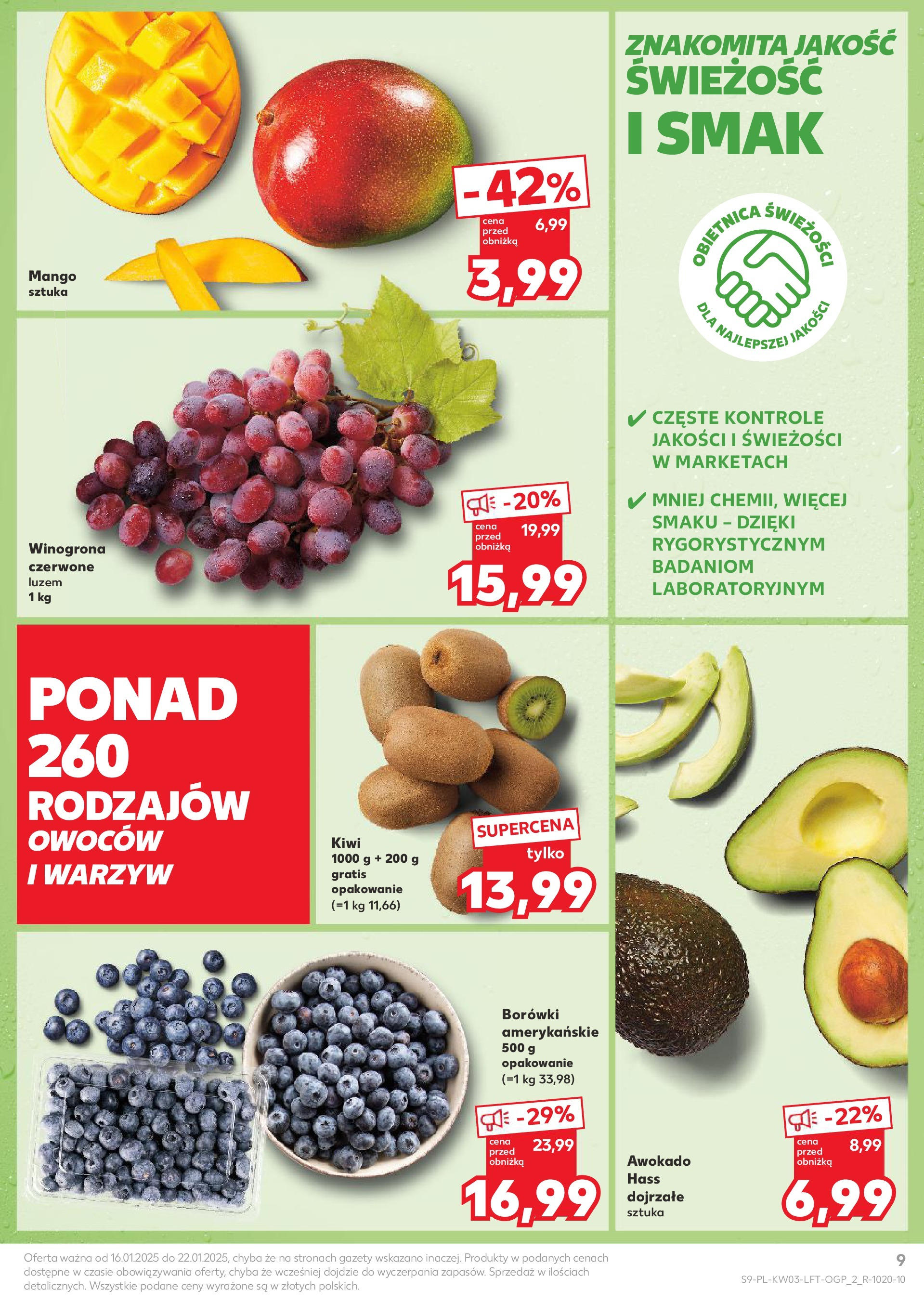 Kaufland gazetka od 16.01.2025 - od jutra PDF | Strona: 9 | Produkty: Mango, Winogrona, Awokado