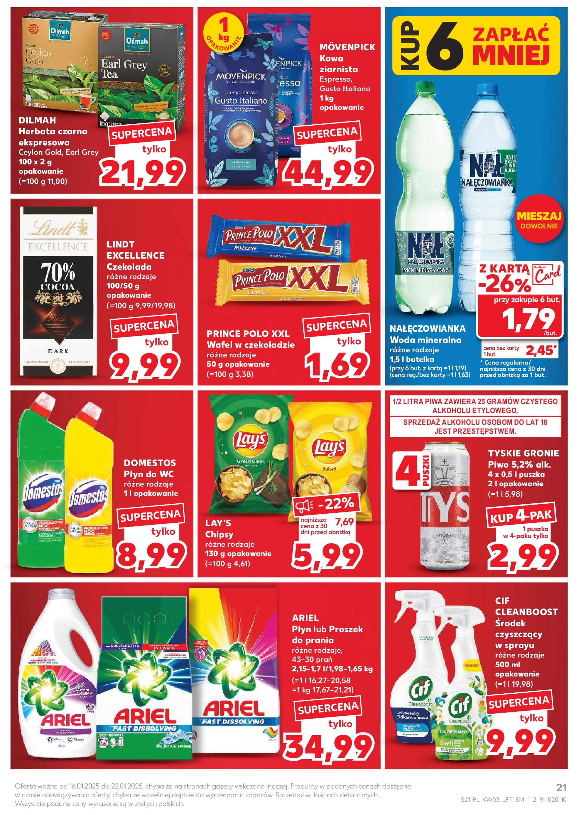 Kaufland gazetka od 16.01.2025 - od jutra PDF | Strona: 21 | Produkty: Karta, Chipsy, Prince polo xxl, Domestos