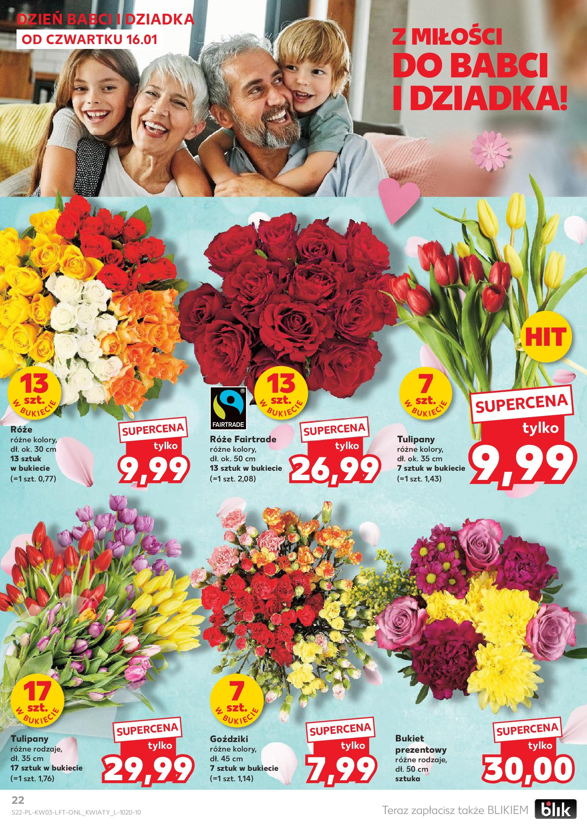 Kaufland gazetka od 16.01.2025 - od jutra PDF | Strona: 22 | Produkty: Goździki, Tulipany