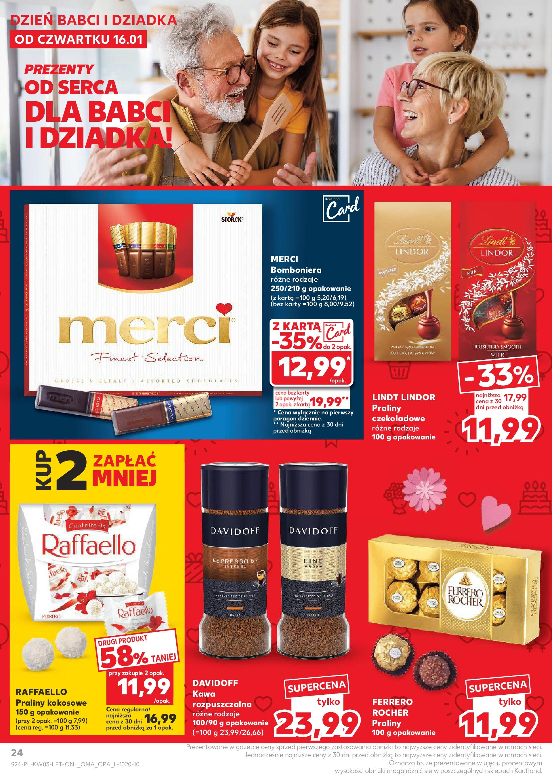 Kaufland gazetka od 16.01.2025 - od jutra PDF | Strona: 24 | Produkty: Karta, Praliny, Merci, Kawa