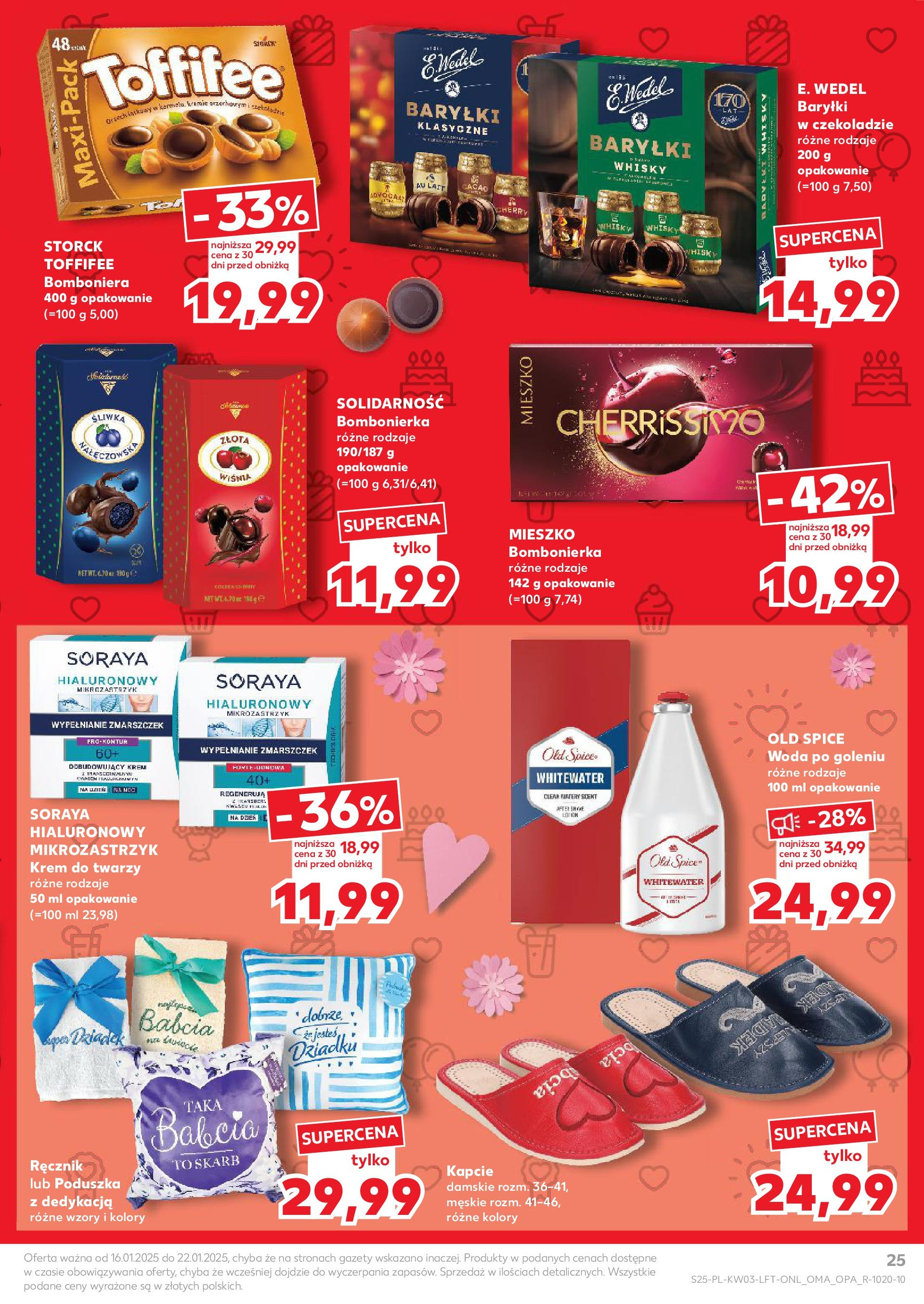 Kaufland gazetka od 16.01.2025 - od jutra PDF | Strona: 25 | Produkty: Kapcie, Bombonierka, Toffifee, Poduszka