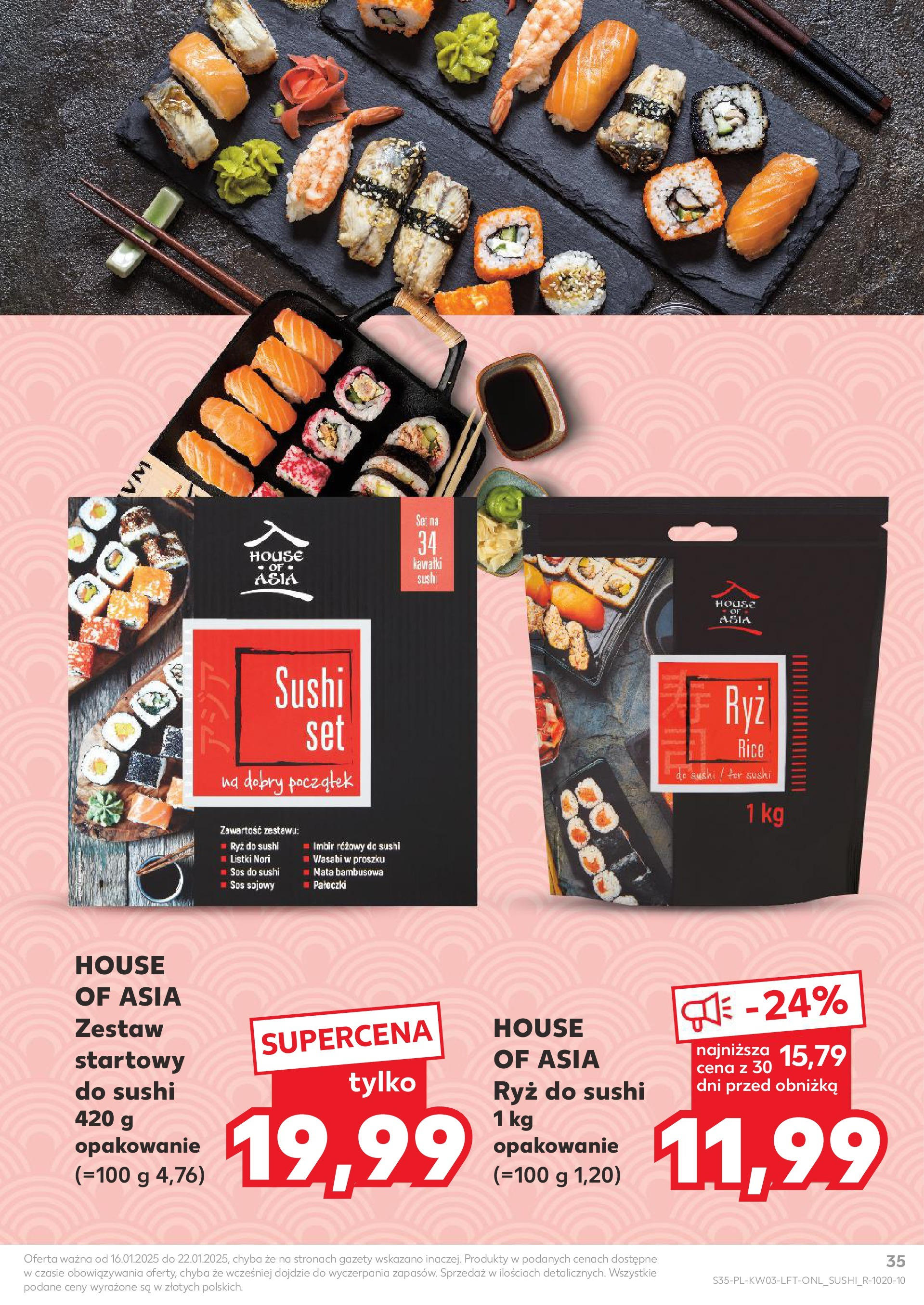 Kaufland gazetka od 16.01.2025 - od jutra PDF | Strona: 35 | Produkty: Mata bambusowa, Sushi, Sos sojowy, Ryż