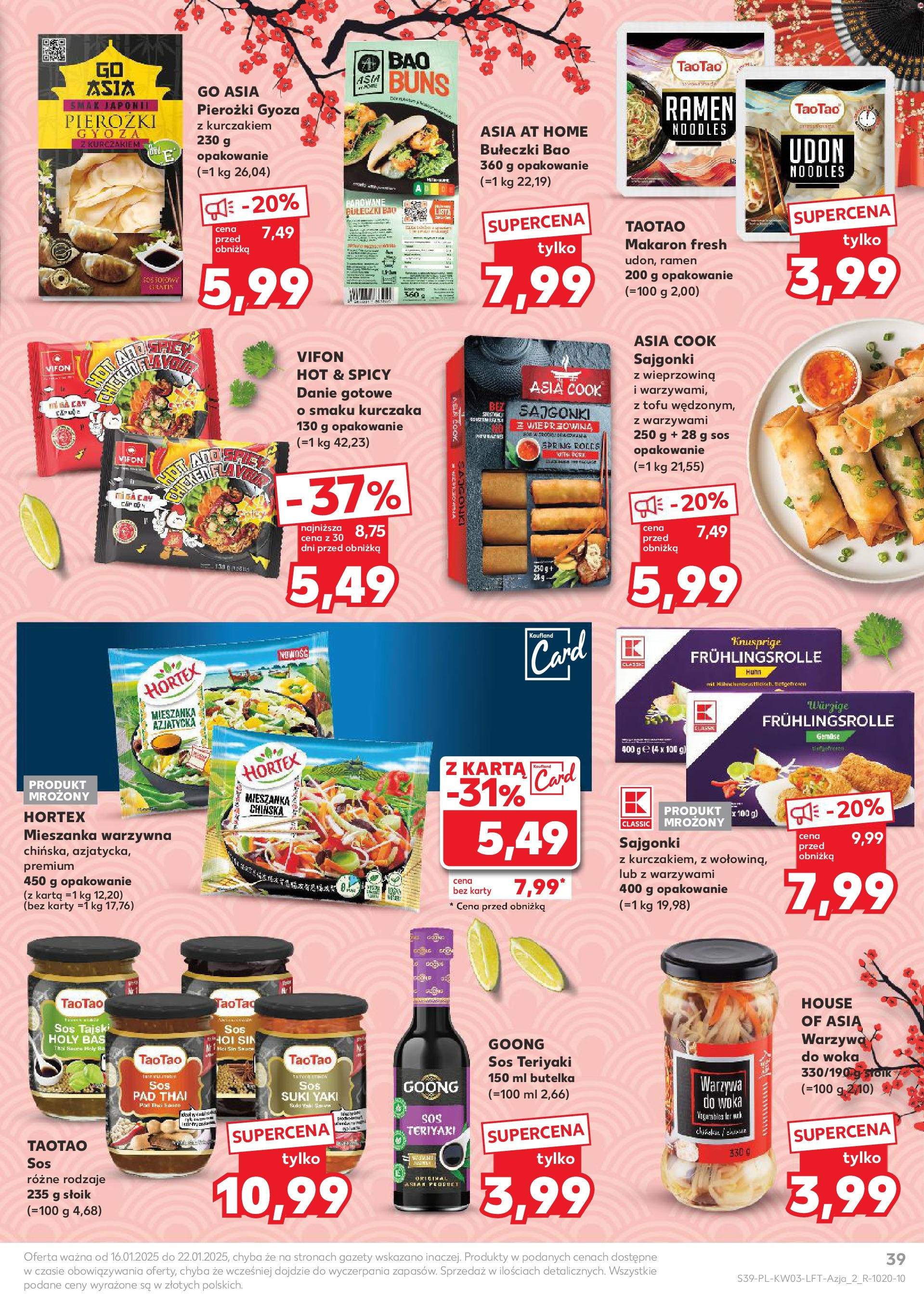 Kaufland gazetka od 16.01.2025 - od jutra PDF | Strona: 39 | Produkty: Karta, Sajgonki, Mieszanka warzywna, Tofu