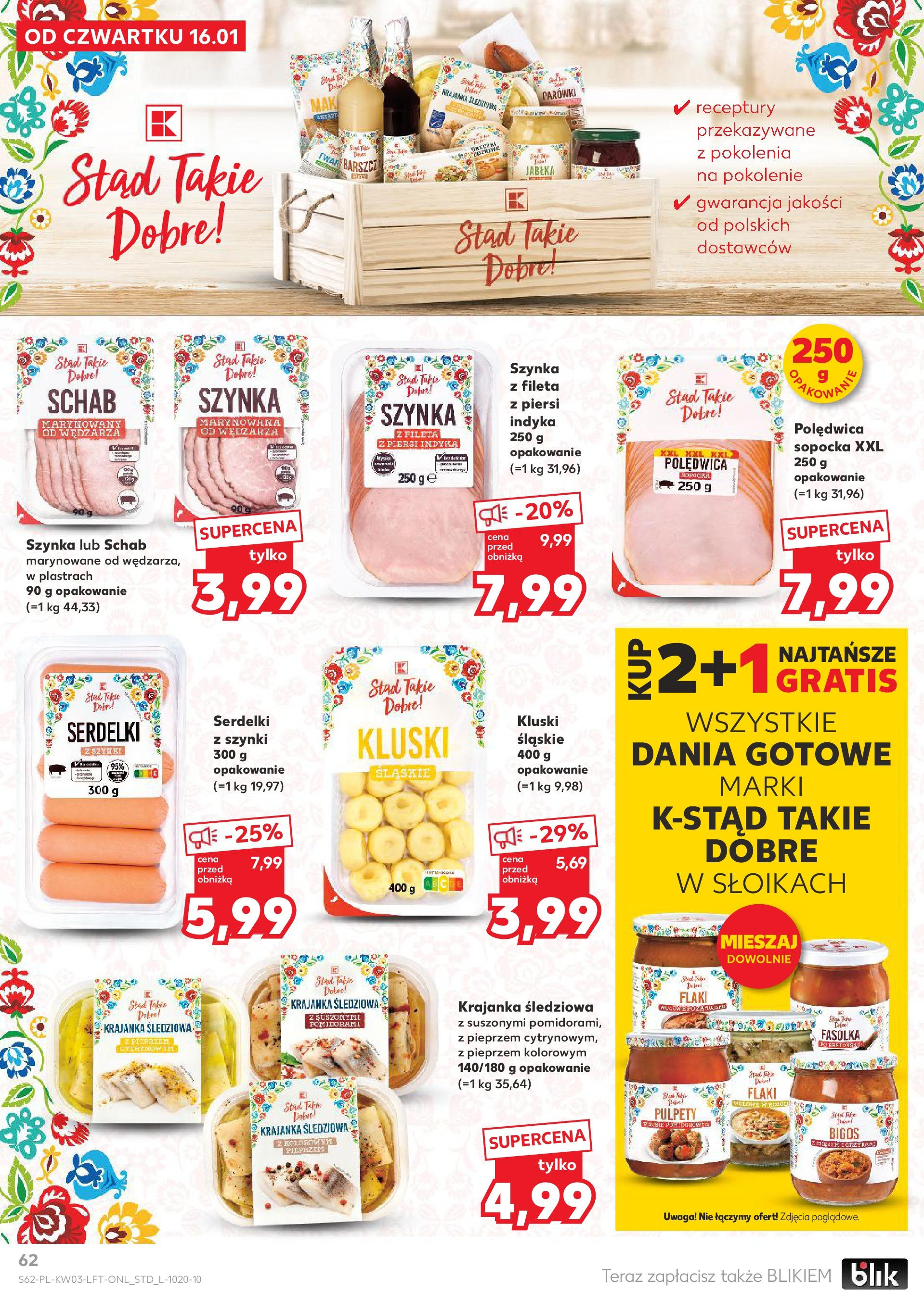 Kaufland gazetka od 16.01.2025 - od jutra PDF | Strona: 62 | Produkty: Schab, Piersi, Flaki, Dania gotowe