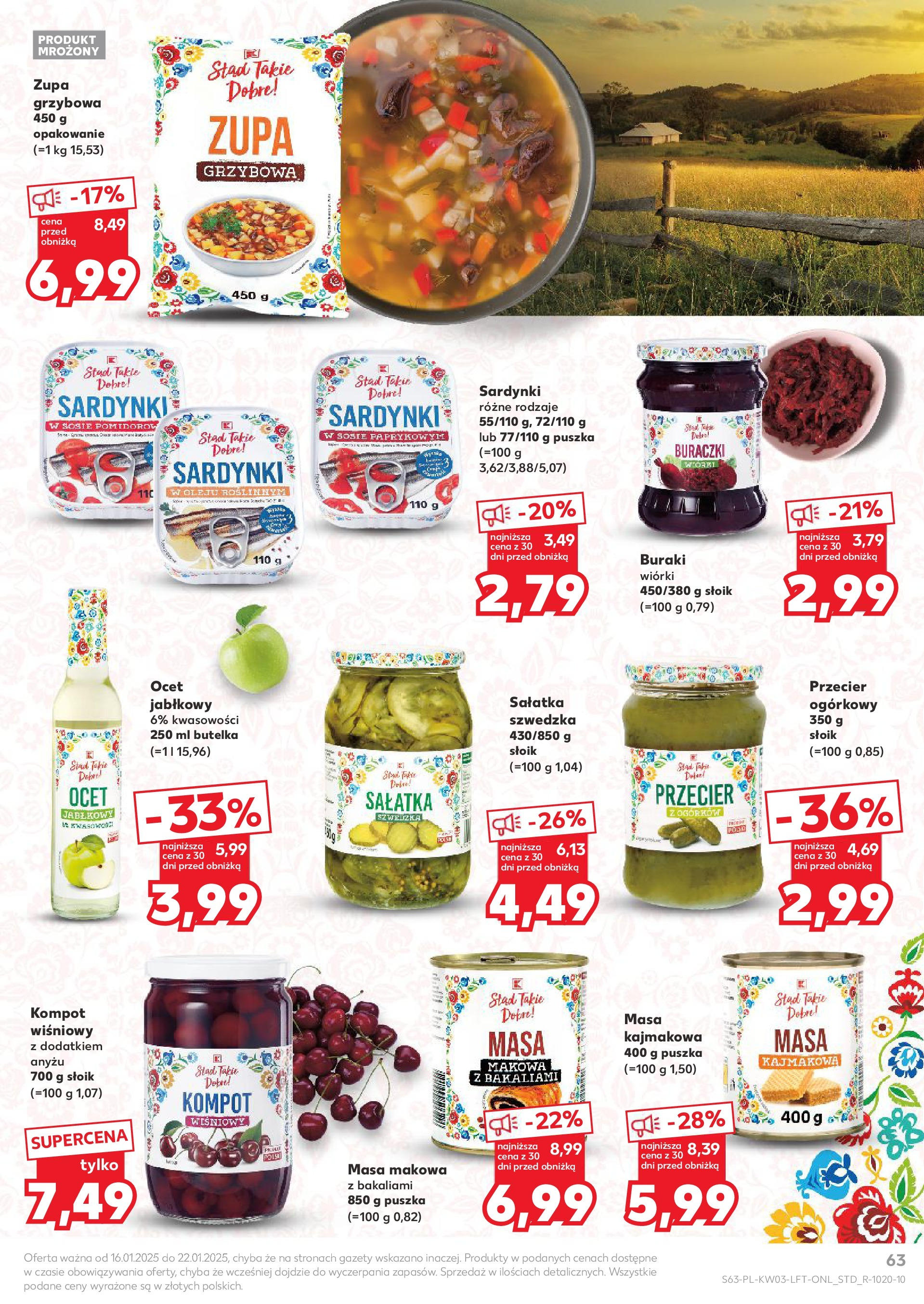 Kaufland gazetka od 16.01.2025 - od jutra PDF | Strona: 63 | Produkty: Ocet, Masa kajmakowa, Zupa, Sałatka