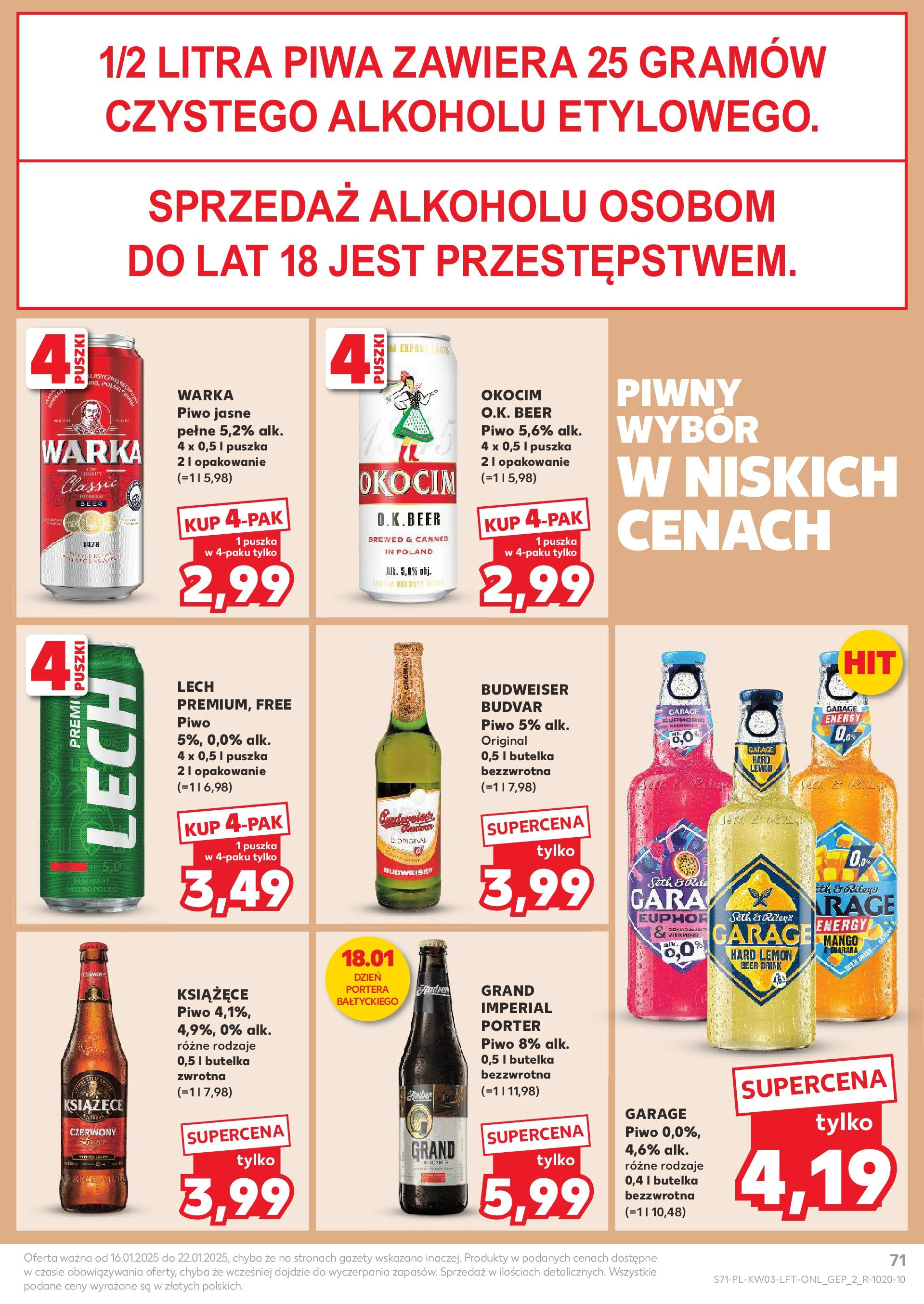 Kaufland gazetka od 16.01.2025 - od jutra PDF | Strona: 71 | Produkty: Mango, Warka, Piwo