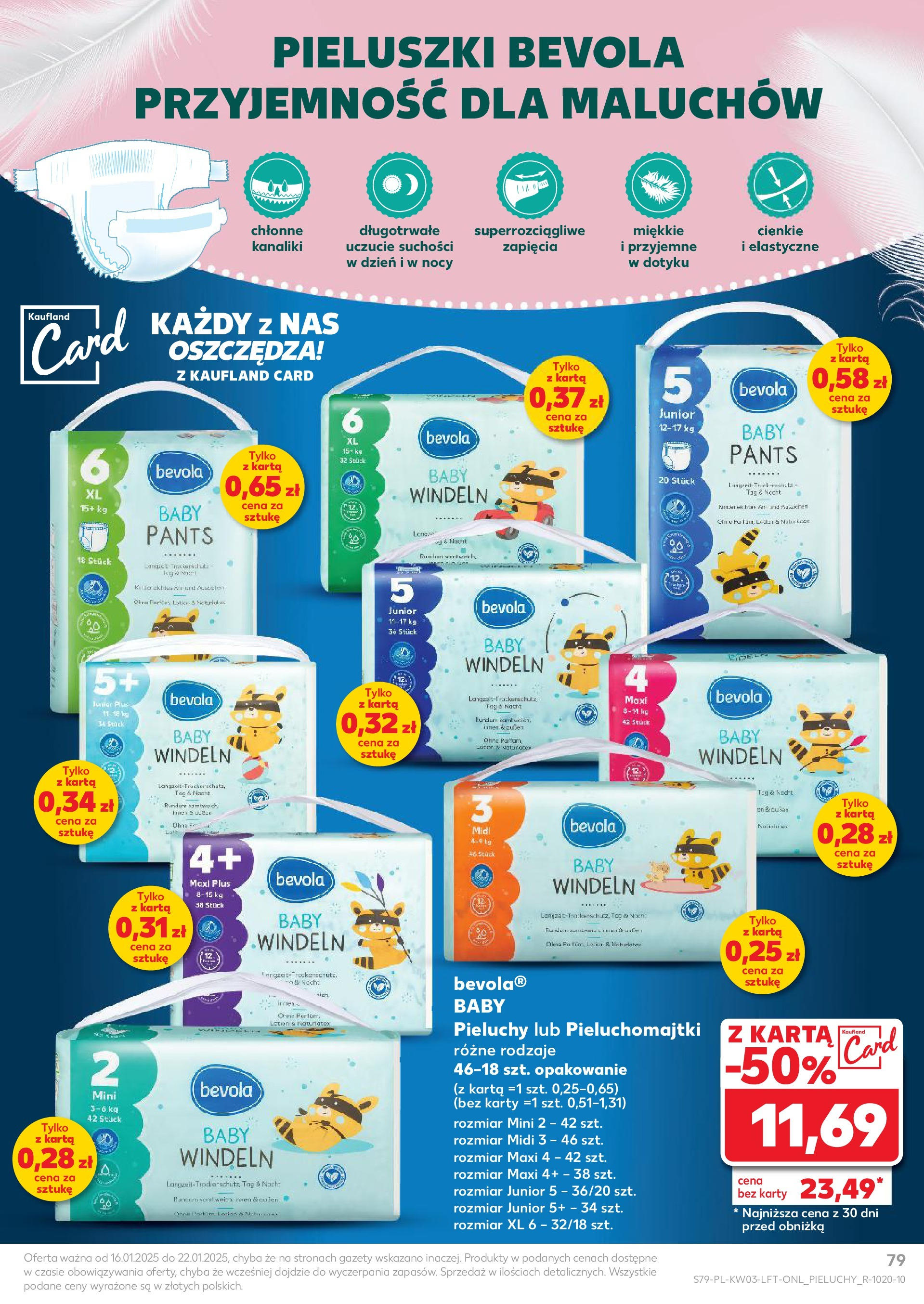 Kaufland gazetka od 16.01.2025 - od jutra PDF | Strona: 79 | Produkty: Karta, Top, Pieluchomajtki, Lotion