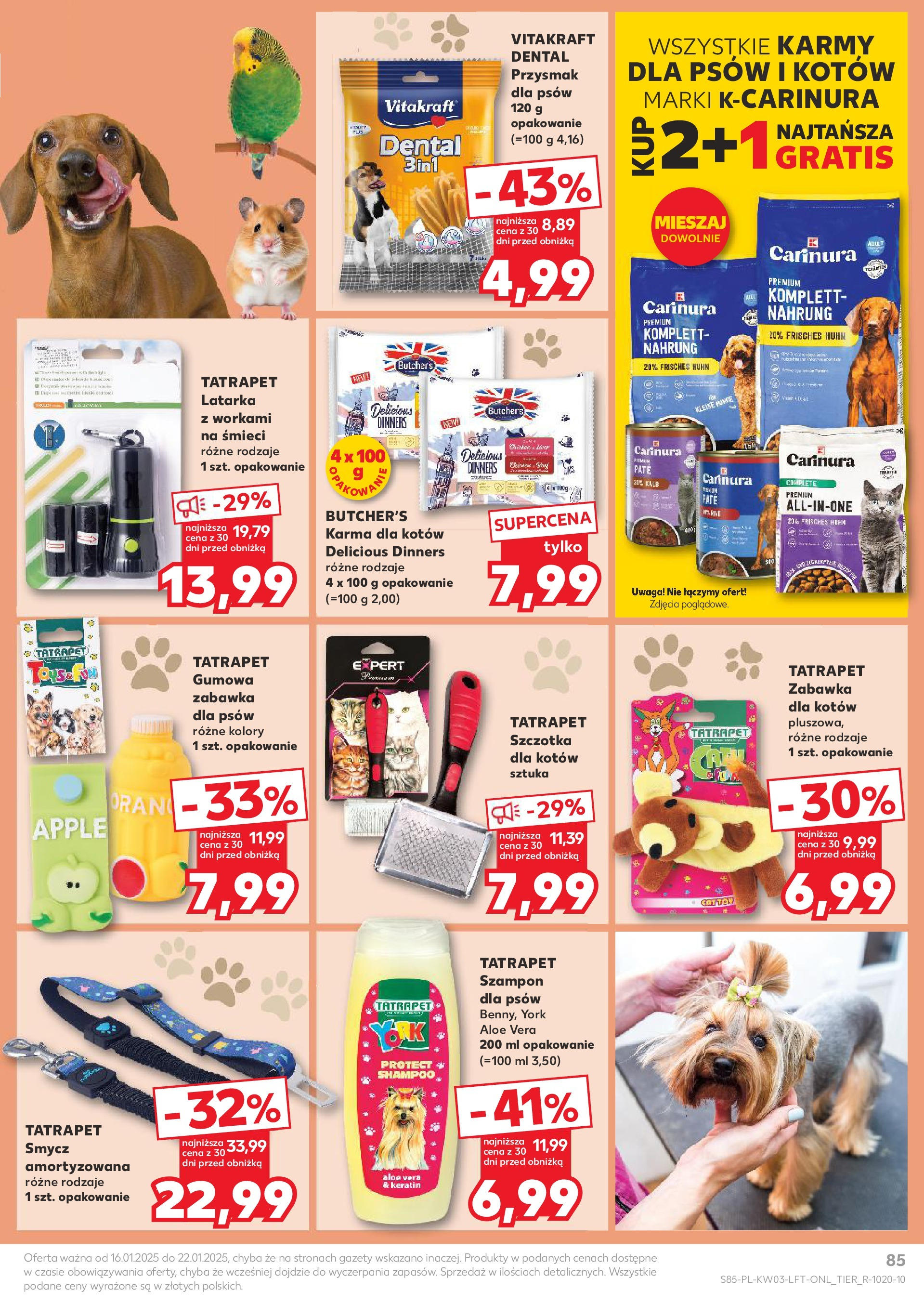 Kaufland gazetka od 16.01.2025 - od jutra PDF | Strona: 85 | Produkty: Karma dla kotów, Szczotka, Szampon, Szampon dla psów