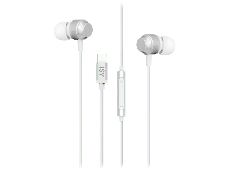 ISY IIE 1102-WT Kabelgebundenes In-Ear Headset, USB-C, mit integr. Bedienelement; Kopfhörer