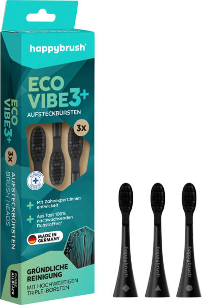 happybrush Aufsteckbürsten Eco Vibe 3+ schwarz