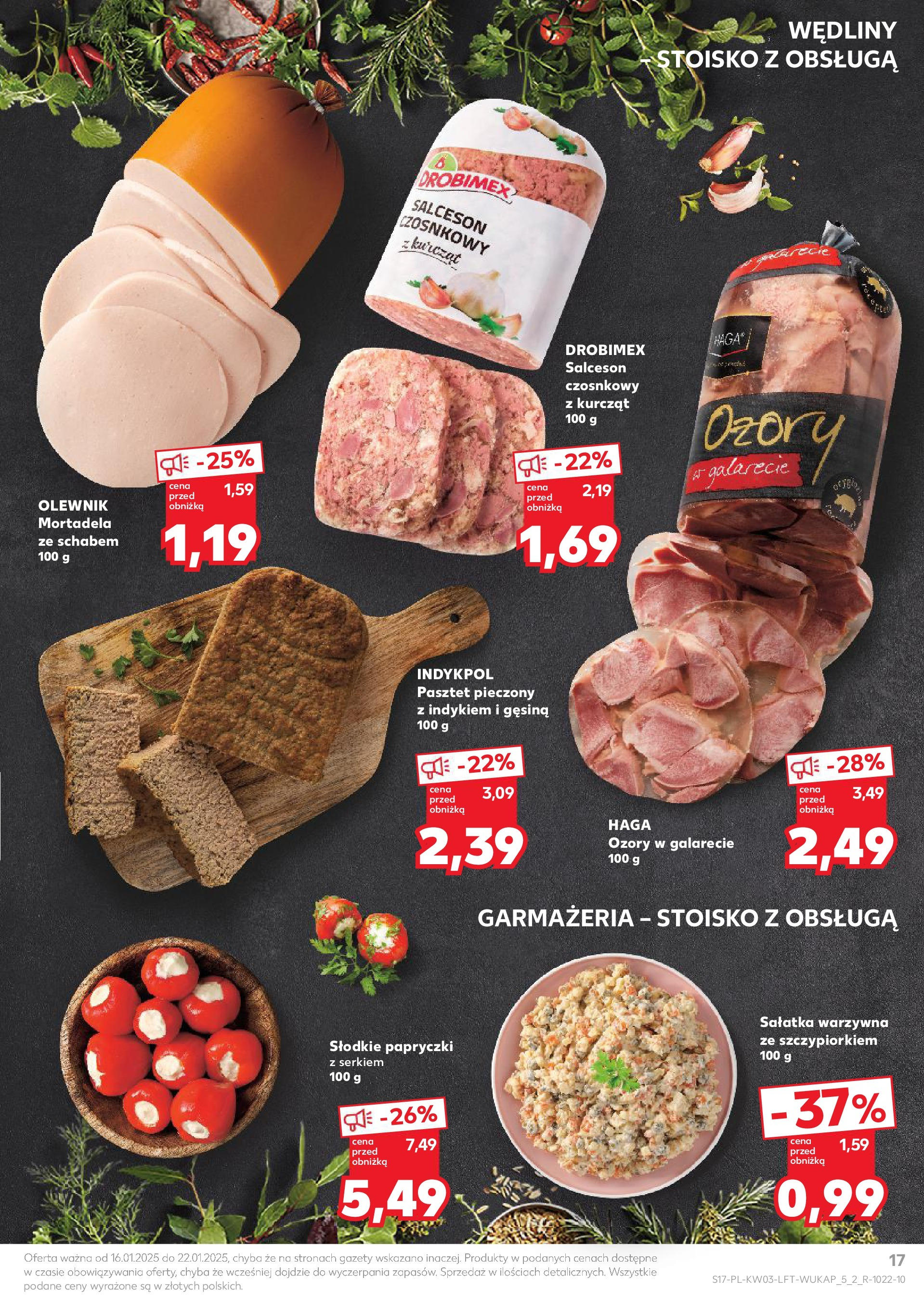 Kaufland gazetka od 16.01.2025 - od jutra PDF | Strona: 17 | Produkty: Mortadela, Wędliny, Sałatka