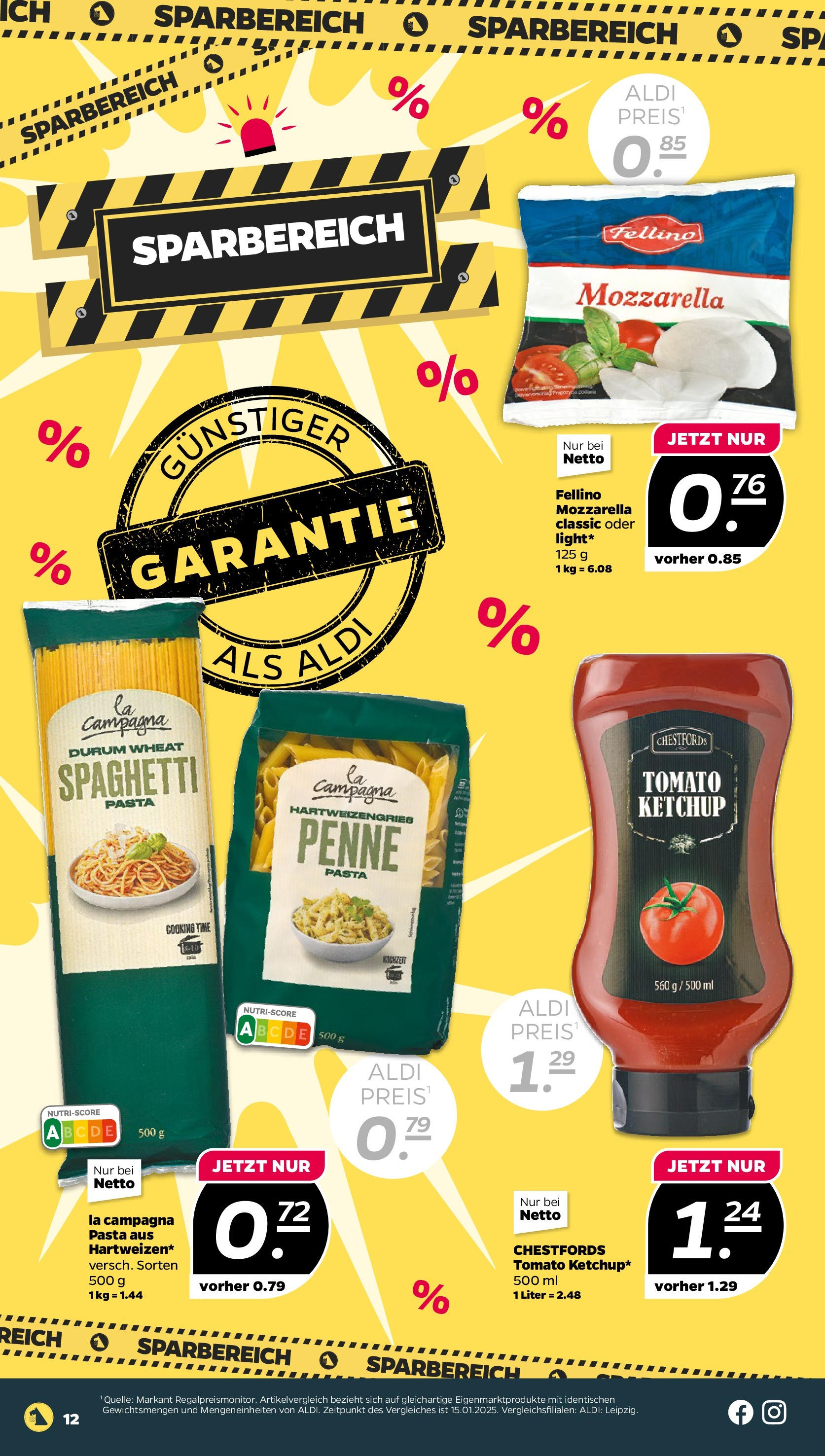 Netto - Netto APS : Wochenangebote ab 26.01.2025 → Angebote nächste Woche | Seite: 12 | Produkte: Mozzarella, Pasta, Ketchup