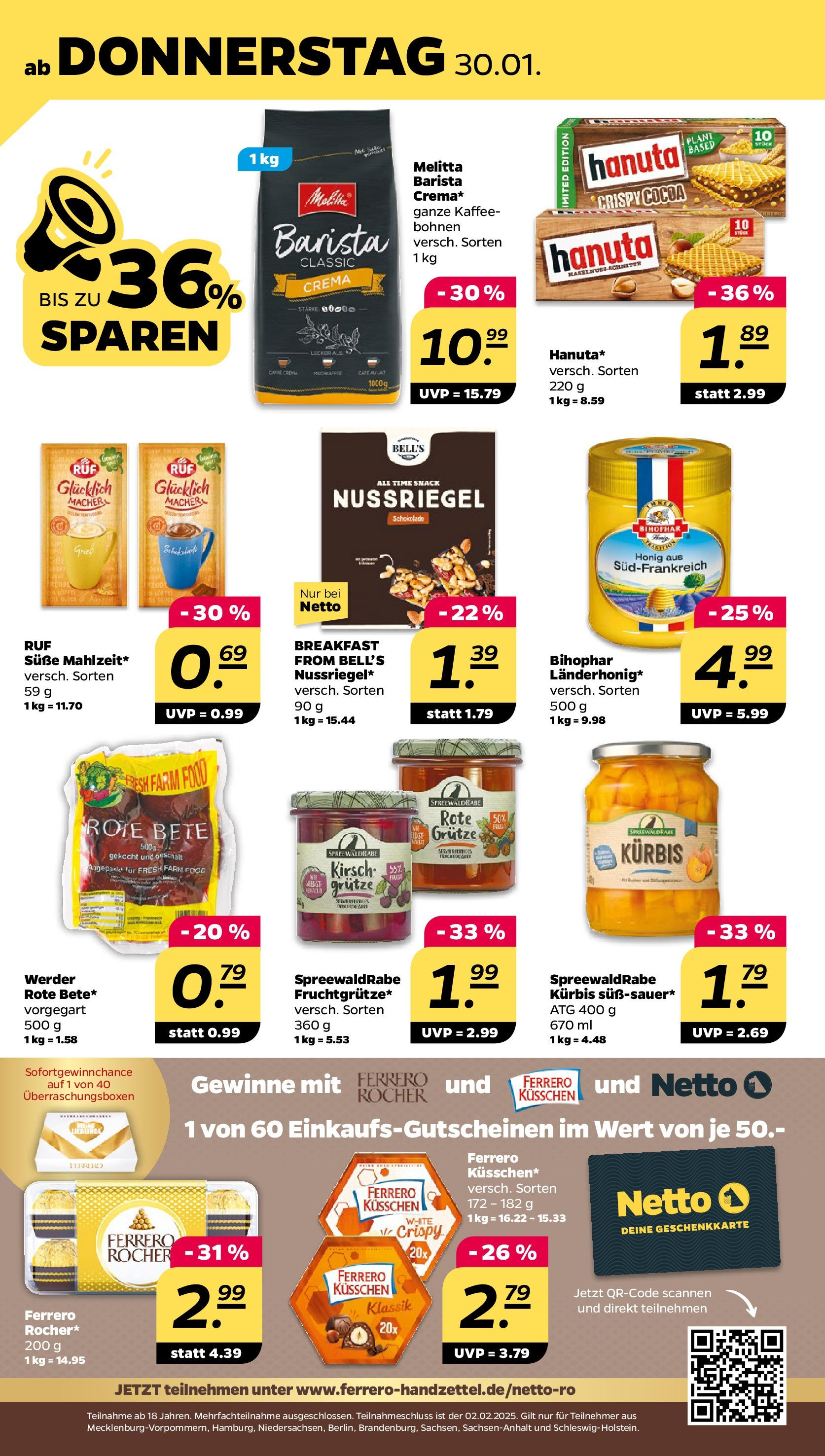 Netto - Netto APS : Wochenangebote ab 26.01.2025 → Angebote nächste Woche | Seite: 26 | Produkte: Melitta, Kaffee, Schokolade, Kürbis