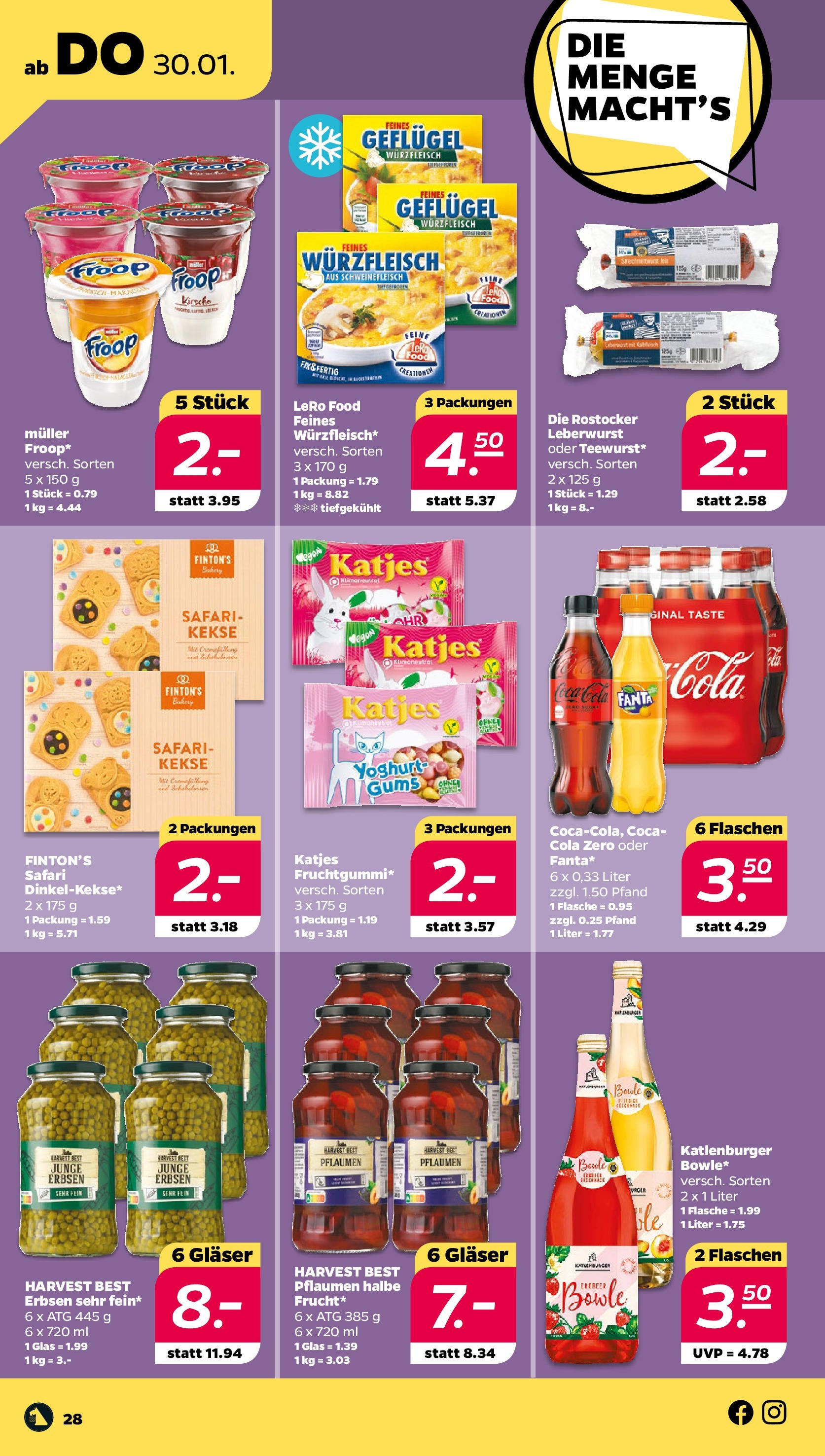 Netto - Netto APS : Wochenangebote ab 26.01.2025 → Angebote nächste Woche | Seite: 28 | Produkte: Coca cola, Katjes, Kekse, Erbsen