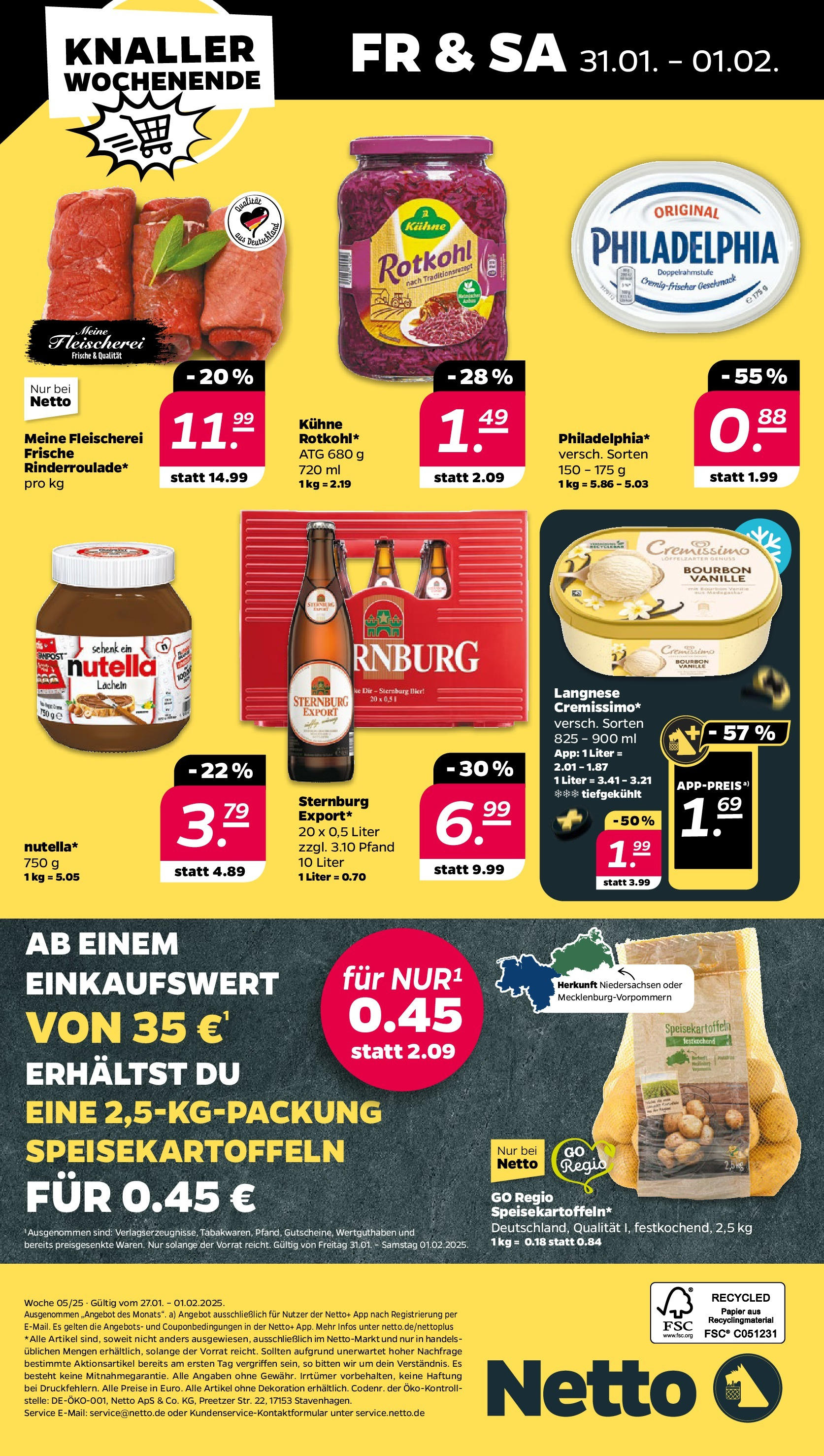 Netto - Netto APS : Wochenangebote ab 26.01.2025 → Angebote nächste Woche | Seite: 32 | Produkte: Langnese, Cremissimo, Philadelphia, Bourbon