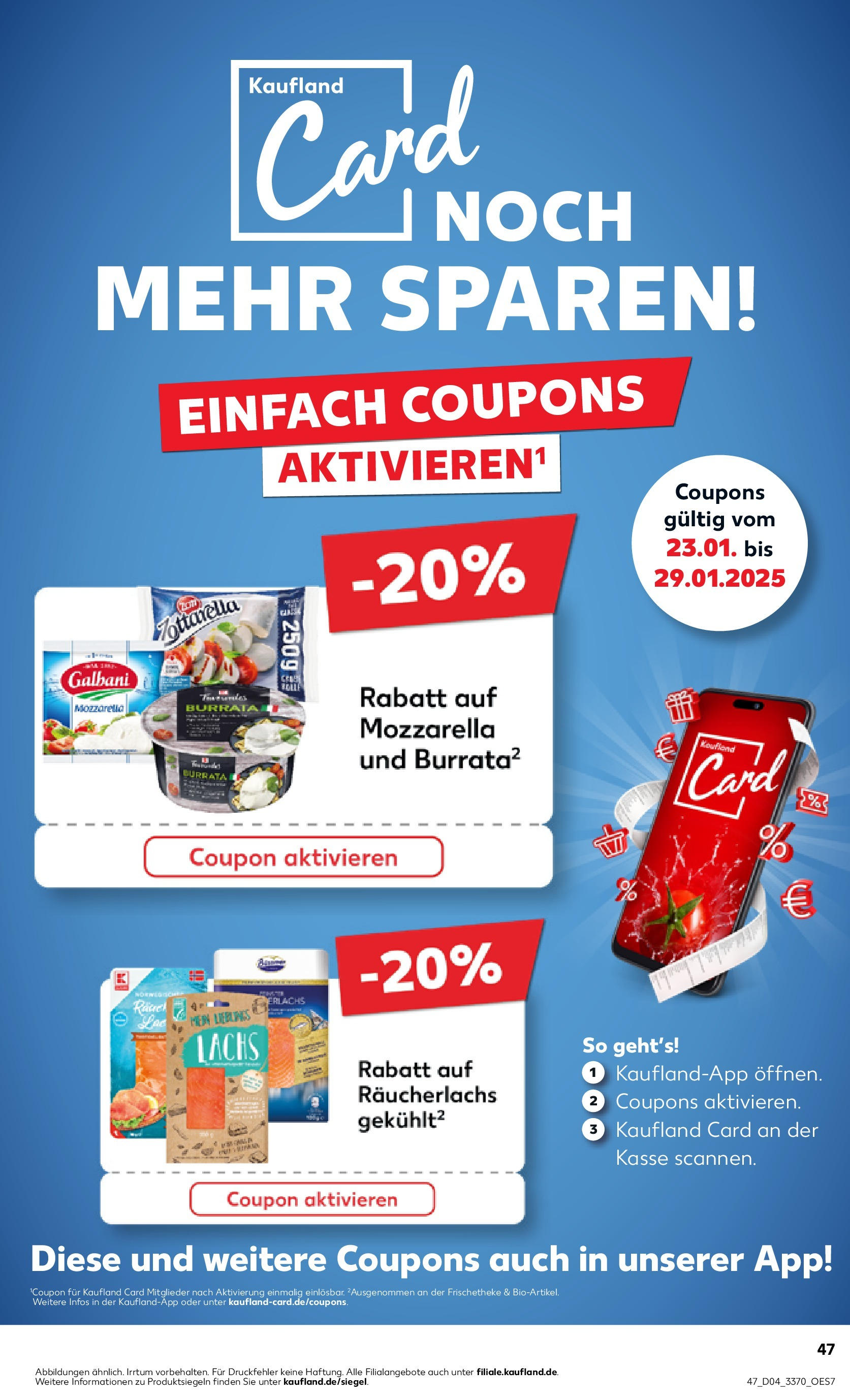 Kaufland - Berlin-Mitte, Rochstraße 7 (ab 23.01.2025) » Angebote Online zum Blättern | Seite: 47 | Produkte: Mozzarella, Lachs, Räucherlachs, Burrata