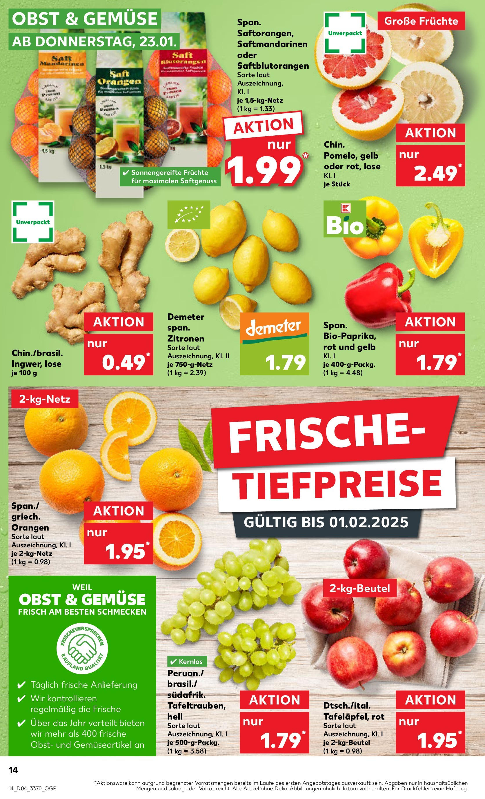 Kaufland - Berlin-Mitte, Rochstraße 7 (ab 23.01.2025) » Angebote Online zum Blättern | Seite: 14 | Produkte: Mandarinen, Orangen, Gemüse, Zitronen