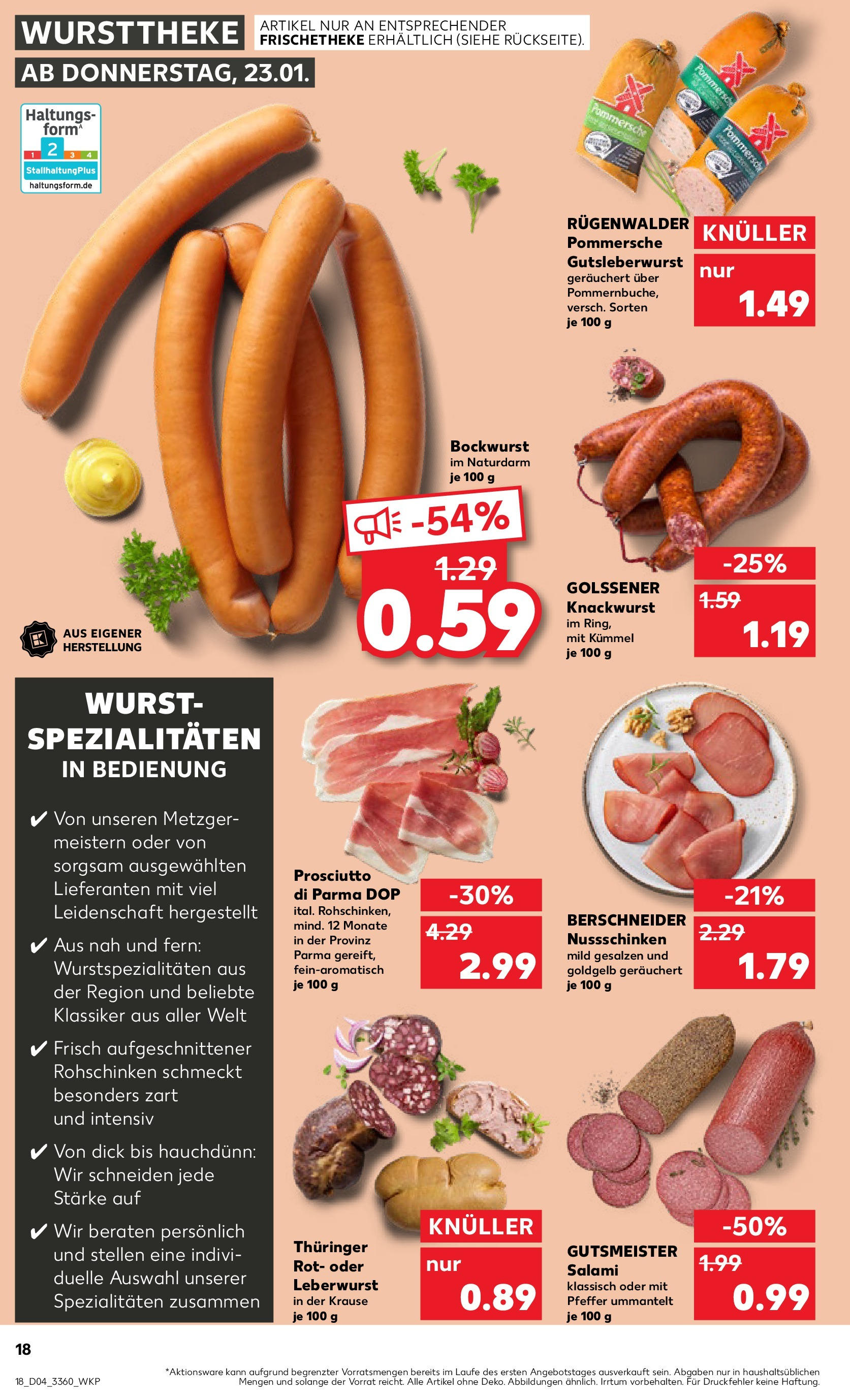 Kaufland - Berlin-Buchholz, Walter-Friedrich-Straße 4 (ab 23.01.2025) » Angebote Online zum Blättern | Seite: 18 | Produkte: Bockwurst, Pfeffer, Wurst, Salami