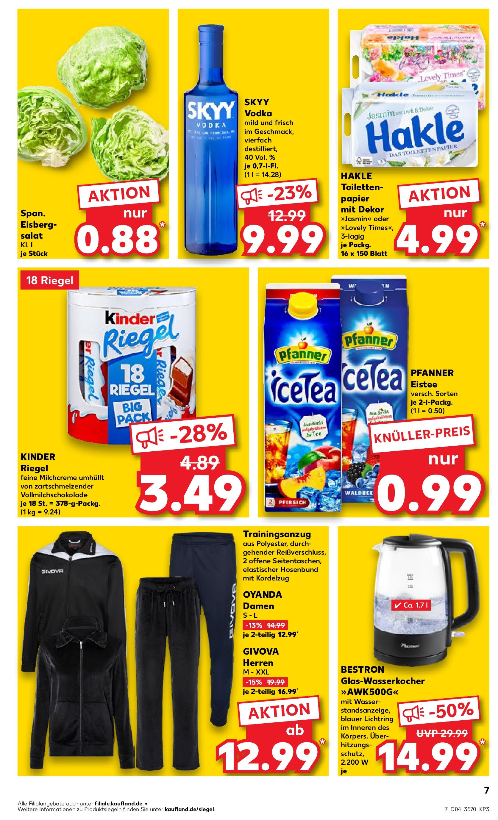 Kaufland - Sonneberg, Bettelhecker Straße 155 (ab 23.01.2025) » Angebote Online zum Blättern | Seite: 7 | Produkte: Kinder riegel, Pfirsich, Salat, Toilettenpapier