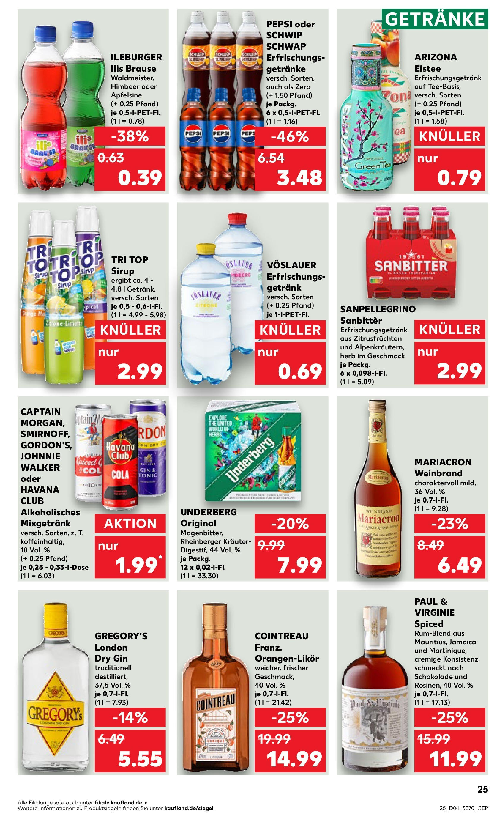 Kaufland - Berlin-Mitte, Rochstraße 7 (ab 23.01.2025) » Angebote Online zum Blättern | Seite: 25 | Produkte: Sirup, Mariacron, Gin, Underberg