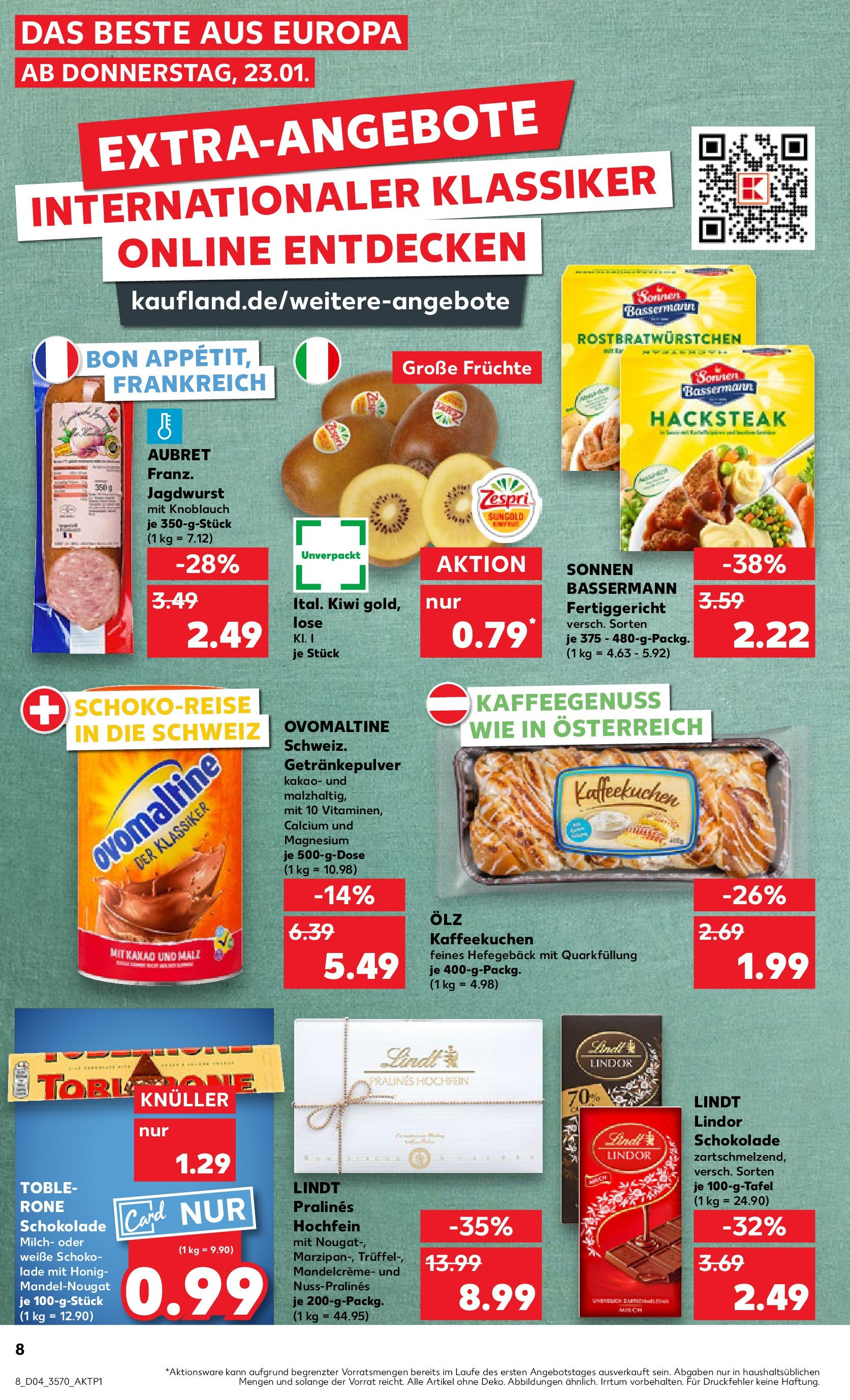 Kaufland - Berlin-Mitte, Rochstraße 7 (ab 23.01.2025) » Angebote Online zum Blättern | Seite: 8 | Produkte: Ovomaltine, Schokolade, Knoblauch, Lindt