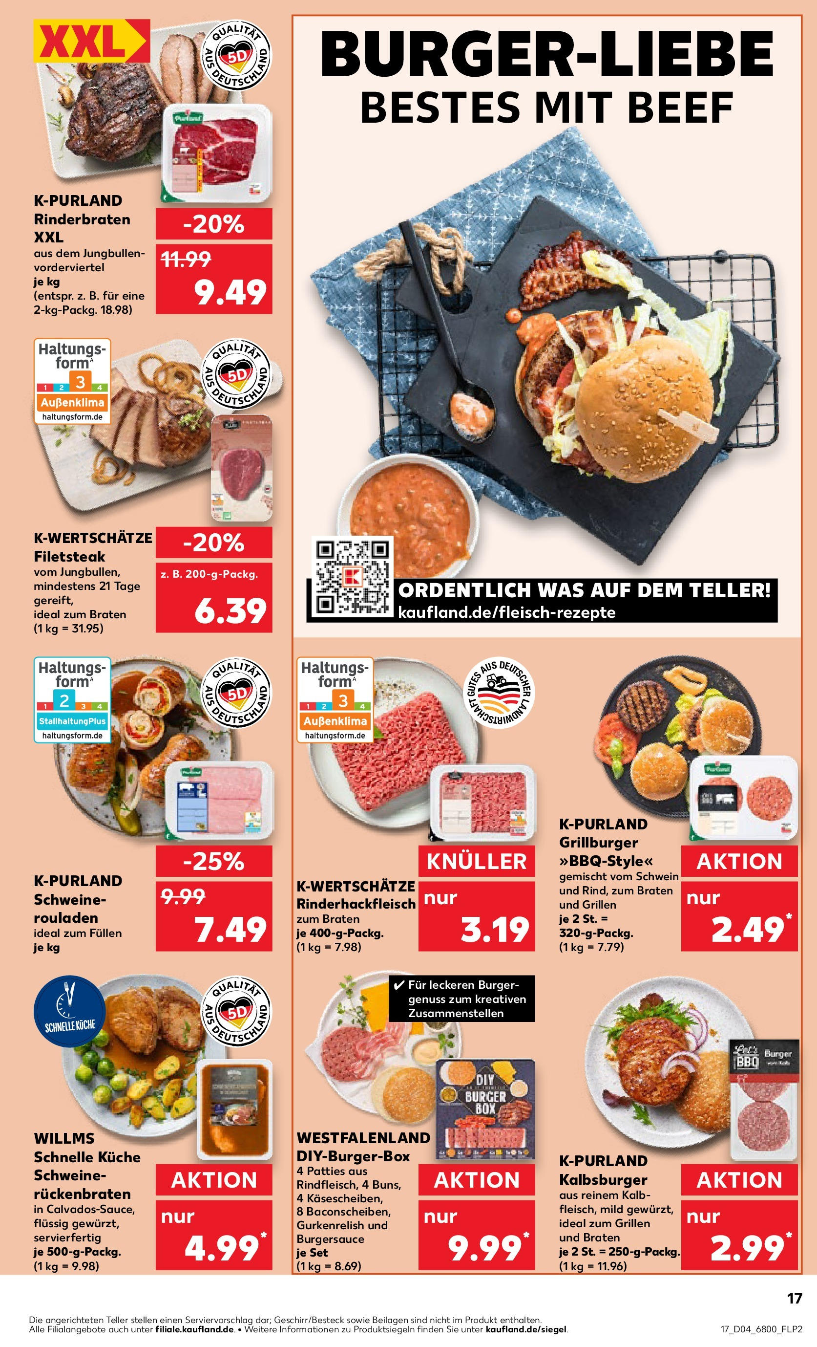 Kaufland - Berlin-Reinickendorf, Ollenhauerstraße 122 (ab 23.01.2025) » Angebote Online zum Blättern | Seite: 17 | Produkte: Rinderbraten, Küche, Burger