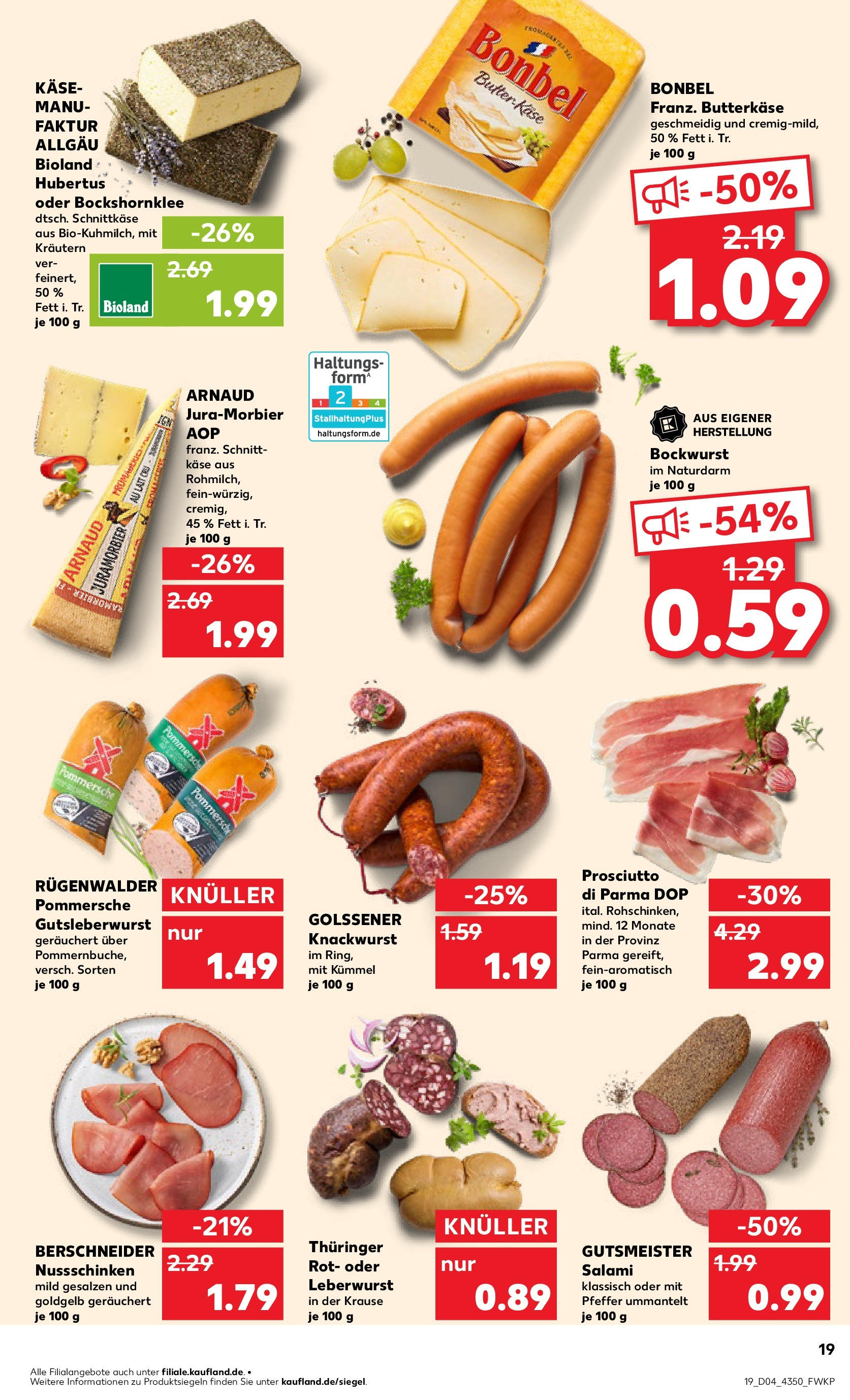 Kaufland - Berlin-Mitte, Rochstraße 7 (ab 23.01.2025) » Angebote Online zum Blättern | Seite: 19 | Produkte: Bockwurst, Käse, Pfeffer, Salami