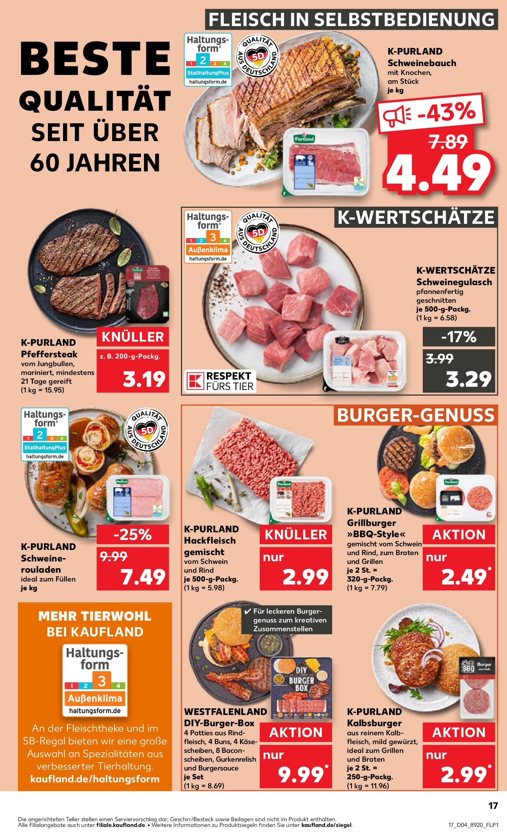 Kaufland - Berlin-Mitte, Rochstraße 7 (ab 23.01.2025) » Angebote Online zum Blättern | Seite: 17 | Produkte: Schweinebauch, Burger, Fleisch, Hackfleisch