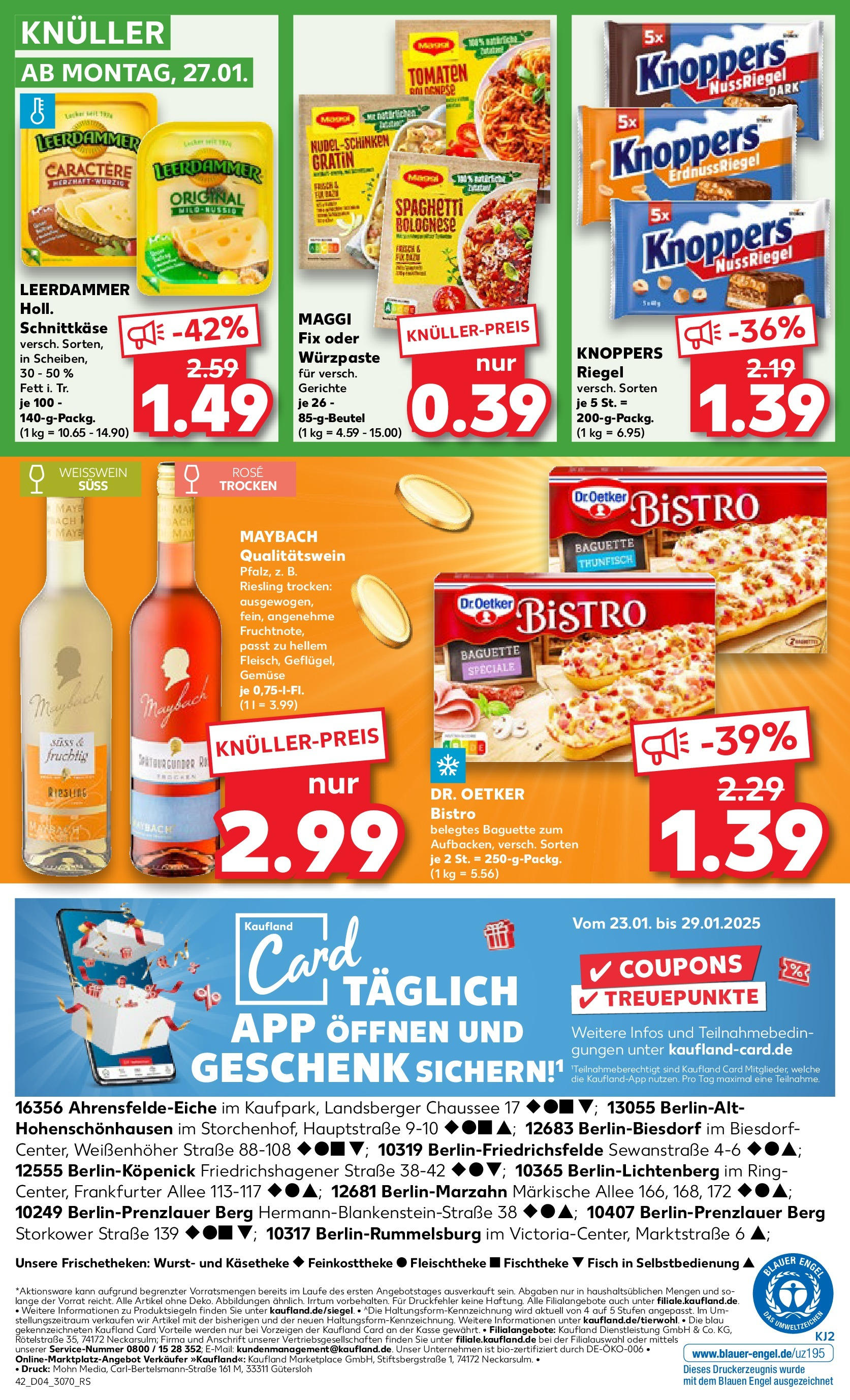 Kaufland - Ahrensfelde, Landsberger Chaussee 17 (ab 23.01.2025) » Angebote Online zum Blättern | Seite: 42 | Produkte: Weißwein, Tomaten, Gemüse, Knoppers