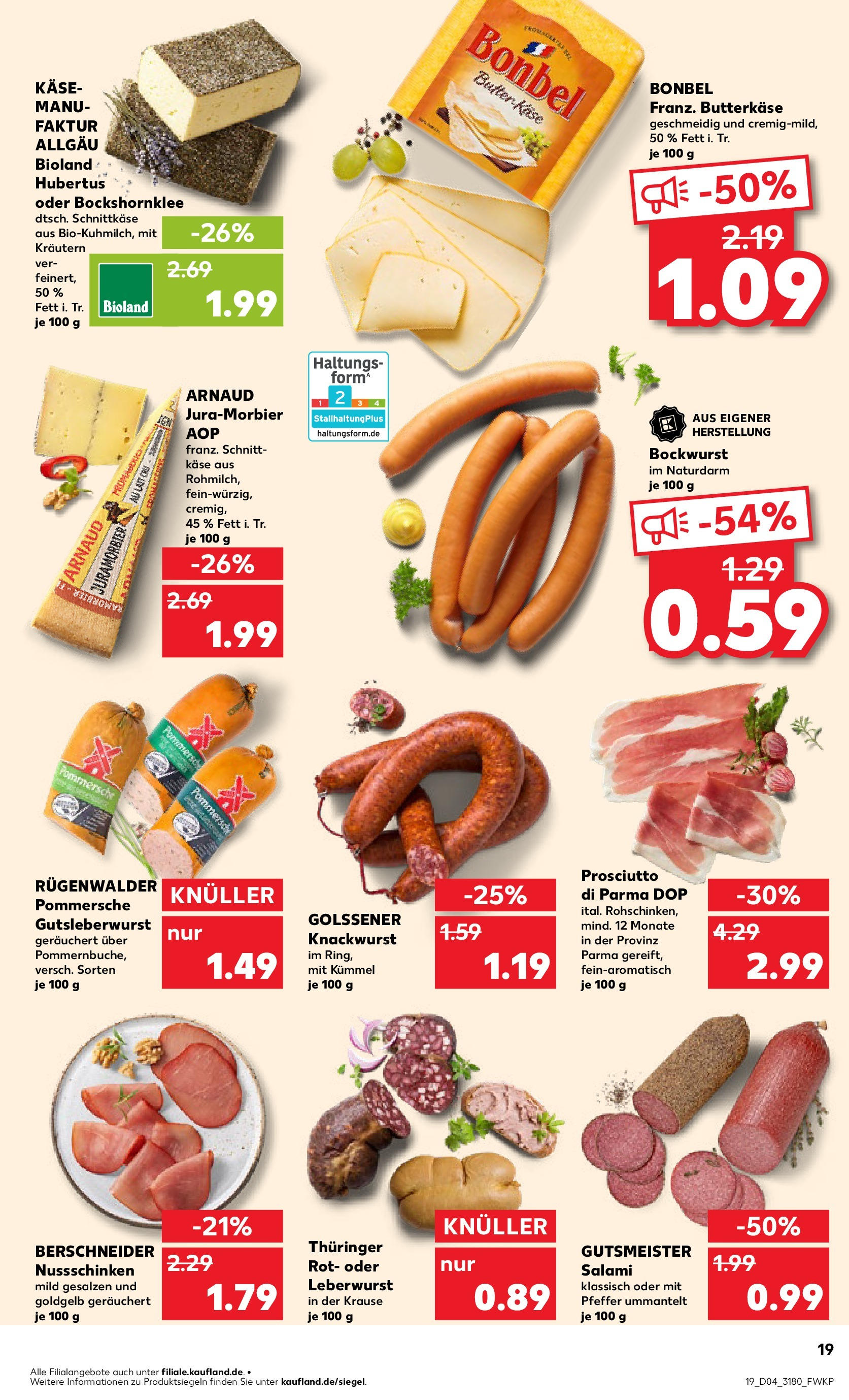 Kaufland - Ahrensfelde, Landsberger Chaussee 17 (ab 23.01.2025) » Angebote Online zum Blättern | Seite: 19 | Produkte: Bockwurst, Käse, Pfeffer, Salami