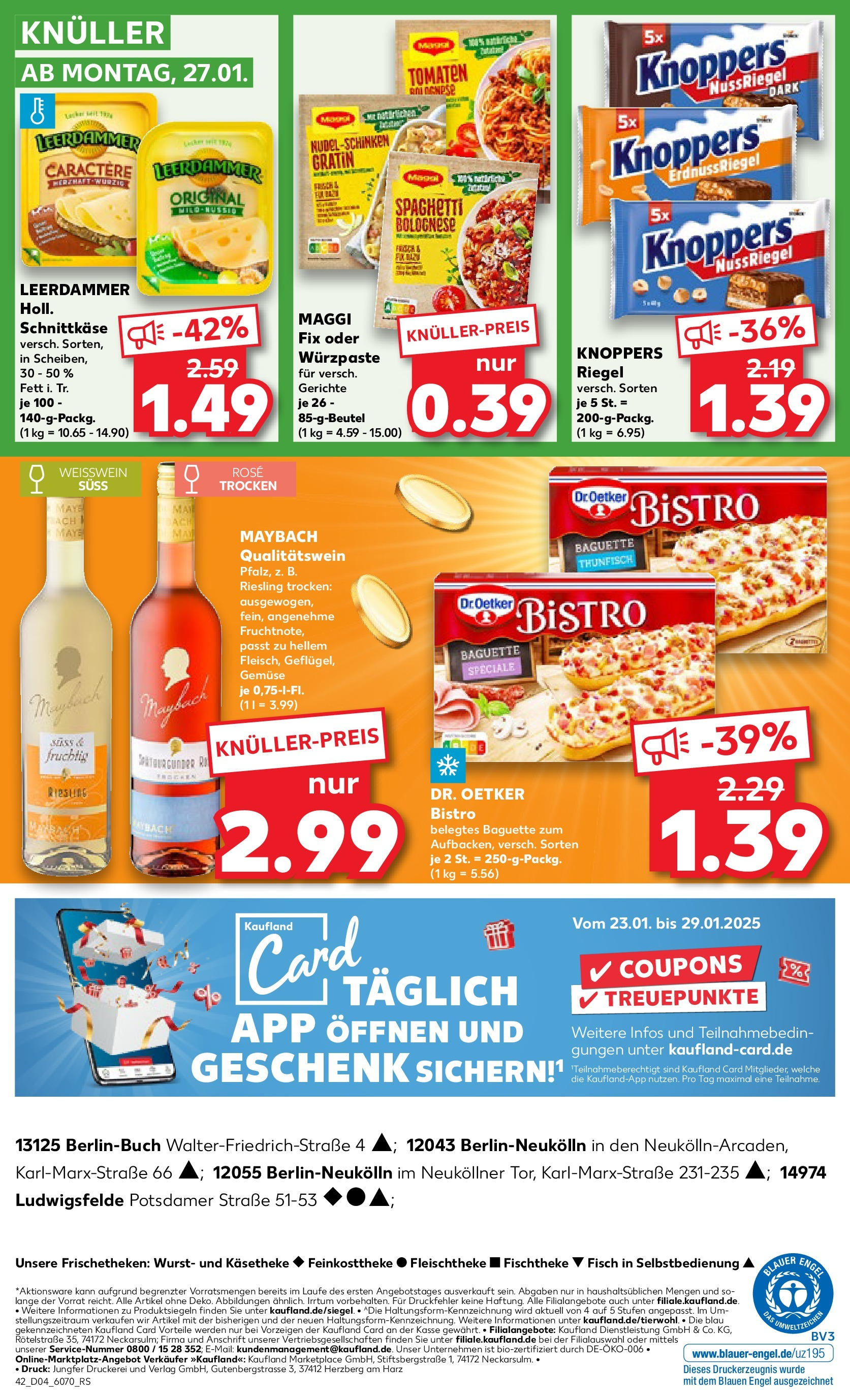 Kaufland - Berlin-Buchholz, Walter-Friedrich-Straße 4 (ab 23.01.2025) » Angebote Online zum Blättern | Seite: 42 | Produkte: Maggi, Thunfisch, Baguette, Knoppers