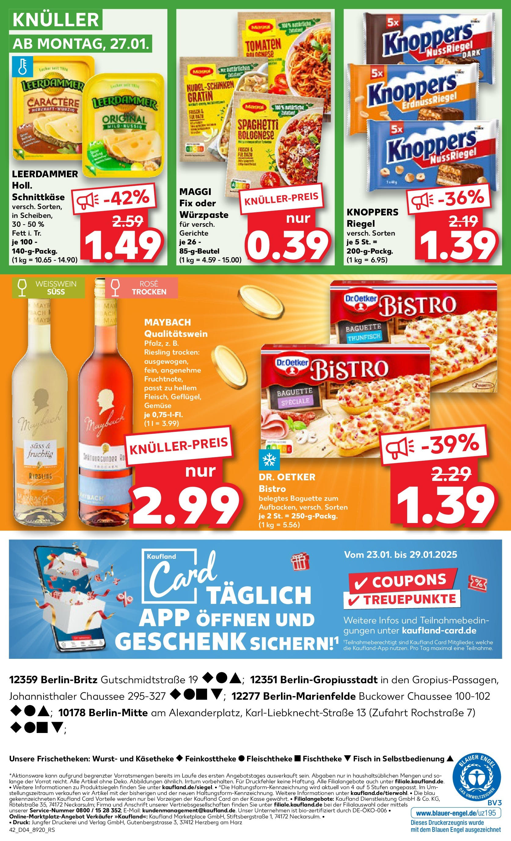 Kaufland - Berlin-Mitte, Rochstraße 7 (ab 23.01.2025) » Angebote Online zum Blättern | Seite: 42 | Produkte: Weißwein, Baguette, Tomaten, Wurst