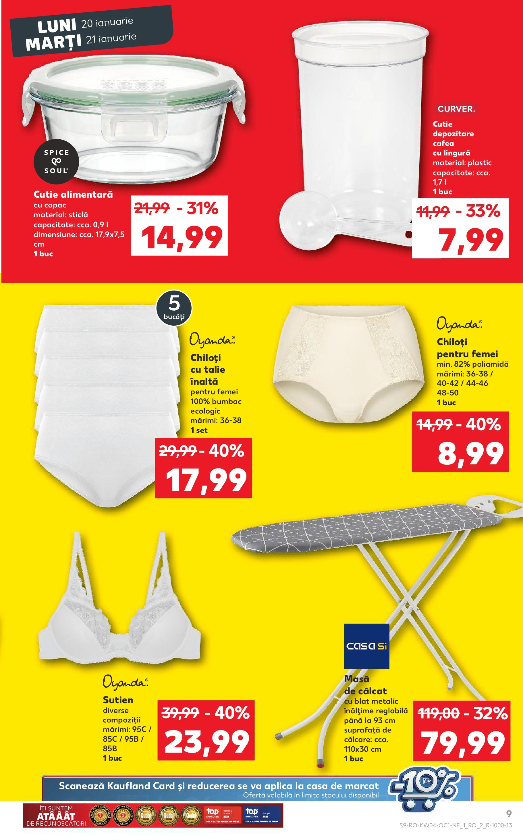 Catalog Kaufland - Bucureşti 20.01.2025 - Revista si Oferta | Pagină: 9 | Produse: Masă, Cutie, Chiloți, Sutien