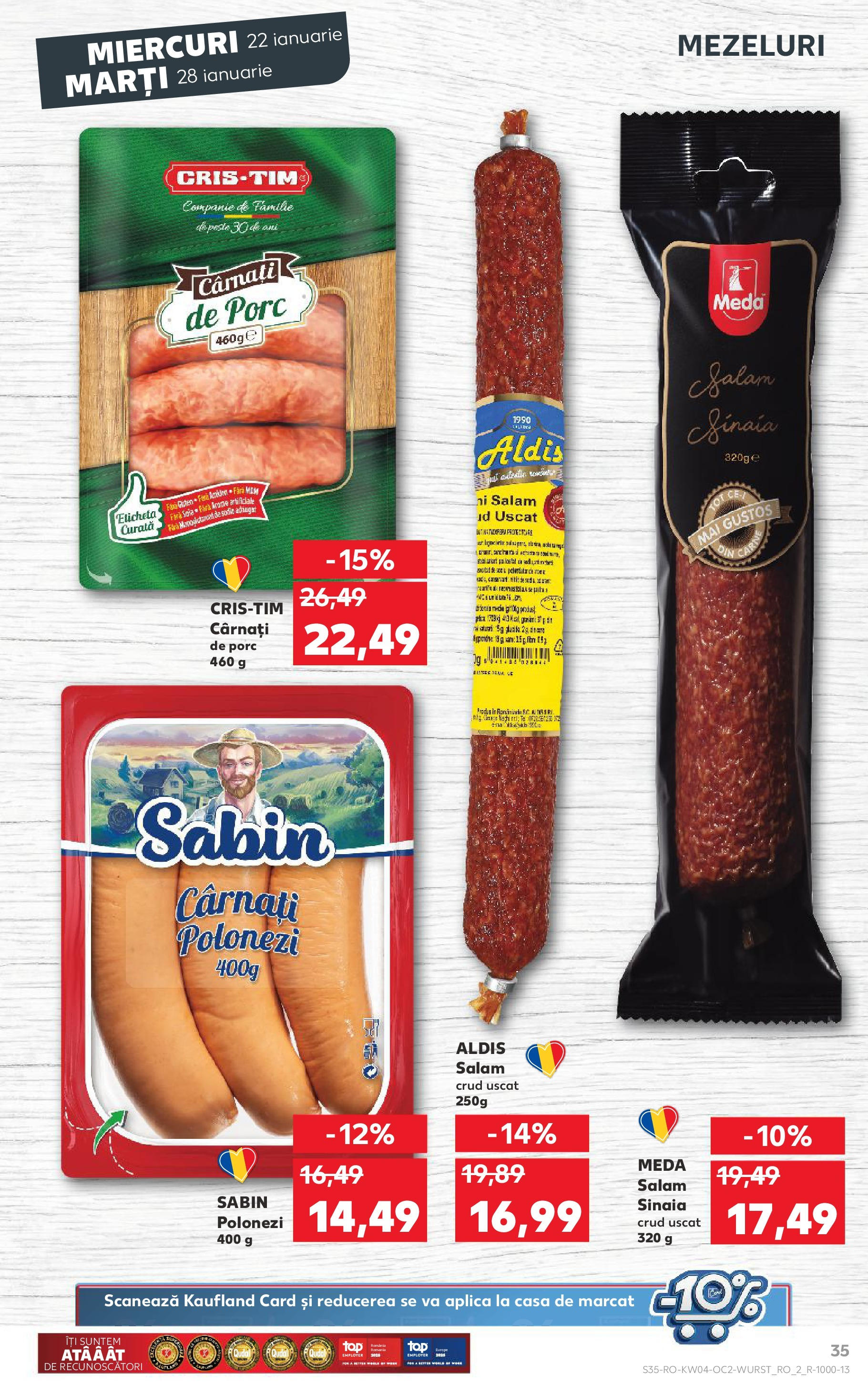 Catalog Kaufland - Bucureşti 22.01.2025 - Revista si Oferta | Pagină: 35 | Produse: Salam, Pește, Cârnați