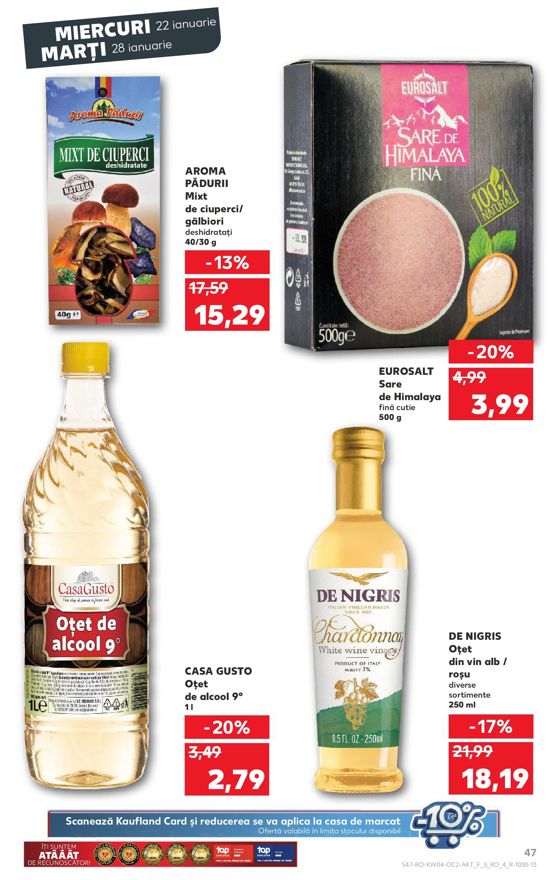 Catalog Kaufland - Bucureşti 22.01.2025 - Revista si Oferta | Pagină: 47 | Produse: Cutie, Ciuperci, Vin, Sare