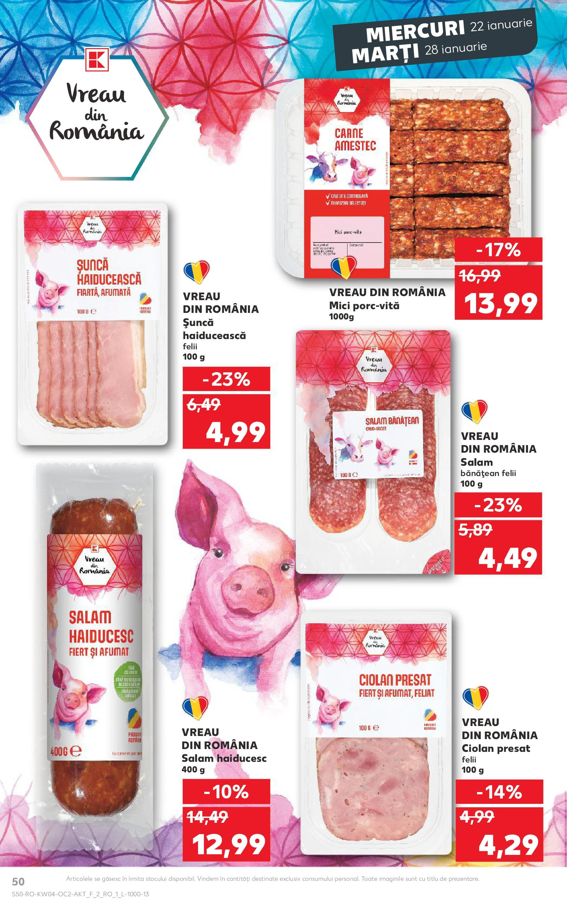 Catalog Kaufland - Bucureşti 22.01.2025 - Revista si Oferta | Pagină: 50 | Produse: Mici, Salam, Șuncă