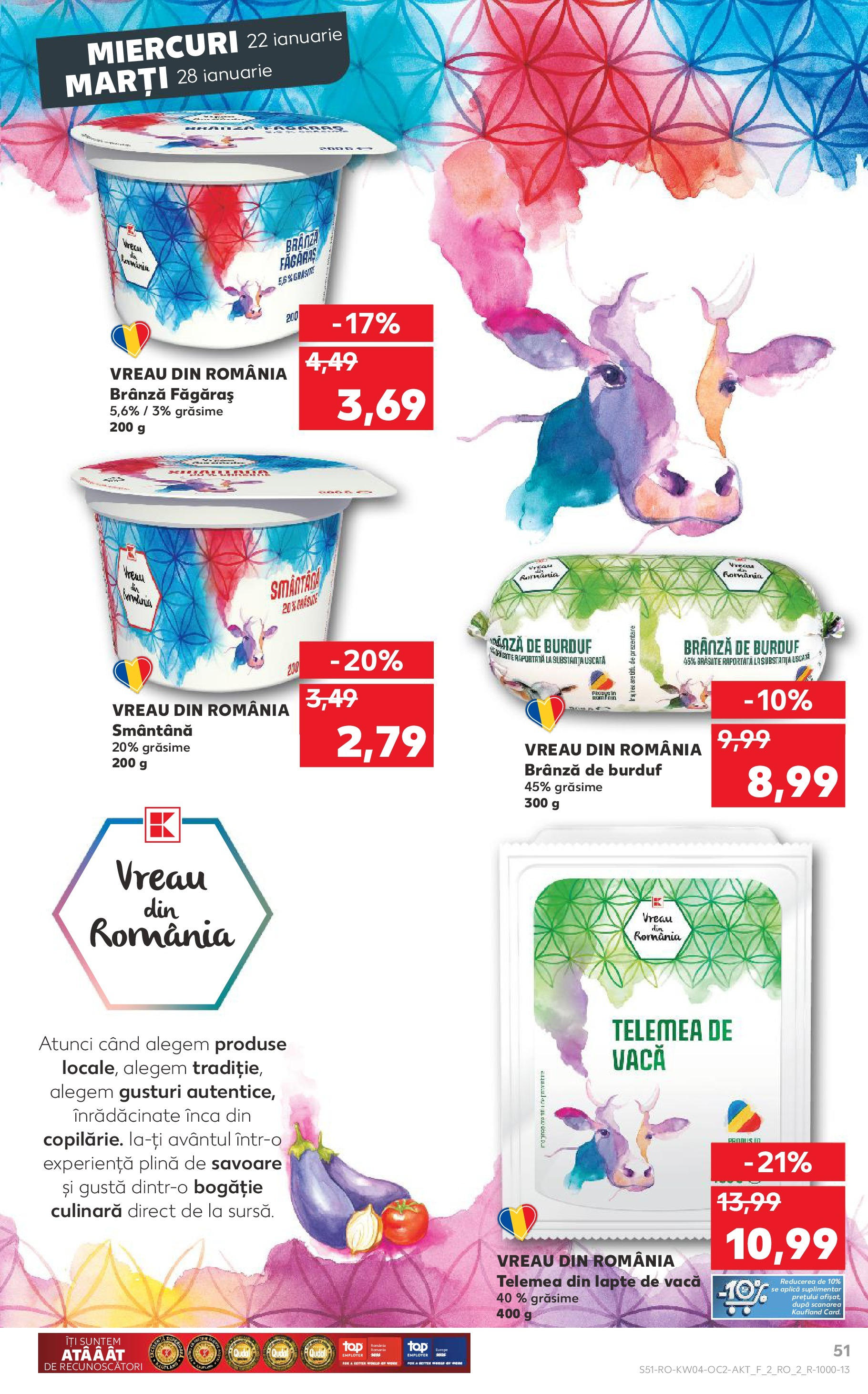 Catalog Kaufland - Bucureşti 22.01.2025 - Revista si Oferta | Pagină: 51 | Produse: Lapte, Brânză, Smântână