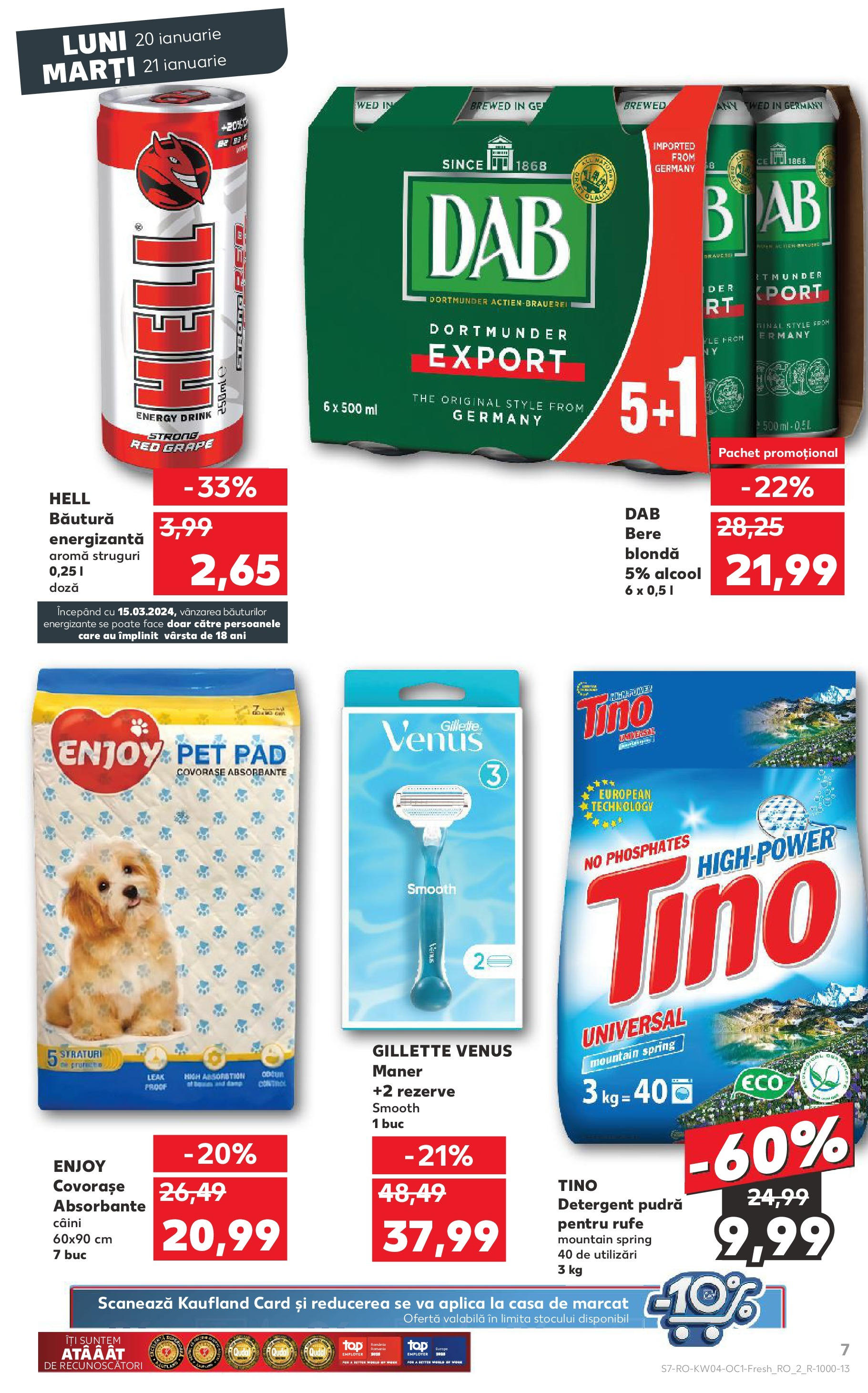 Catalog Kaufland - Bucureşti 20.01.2025 - Revista si Oferta | Pagină: 7 | Produse: Mâner, Bere, Detergent, Absorbante