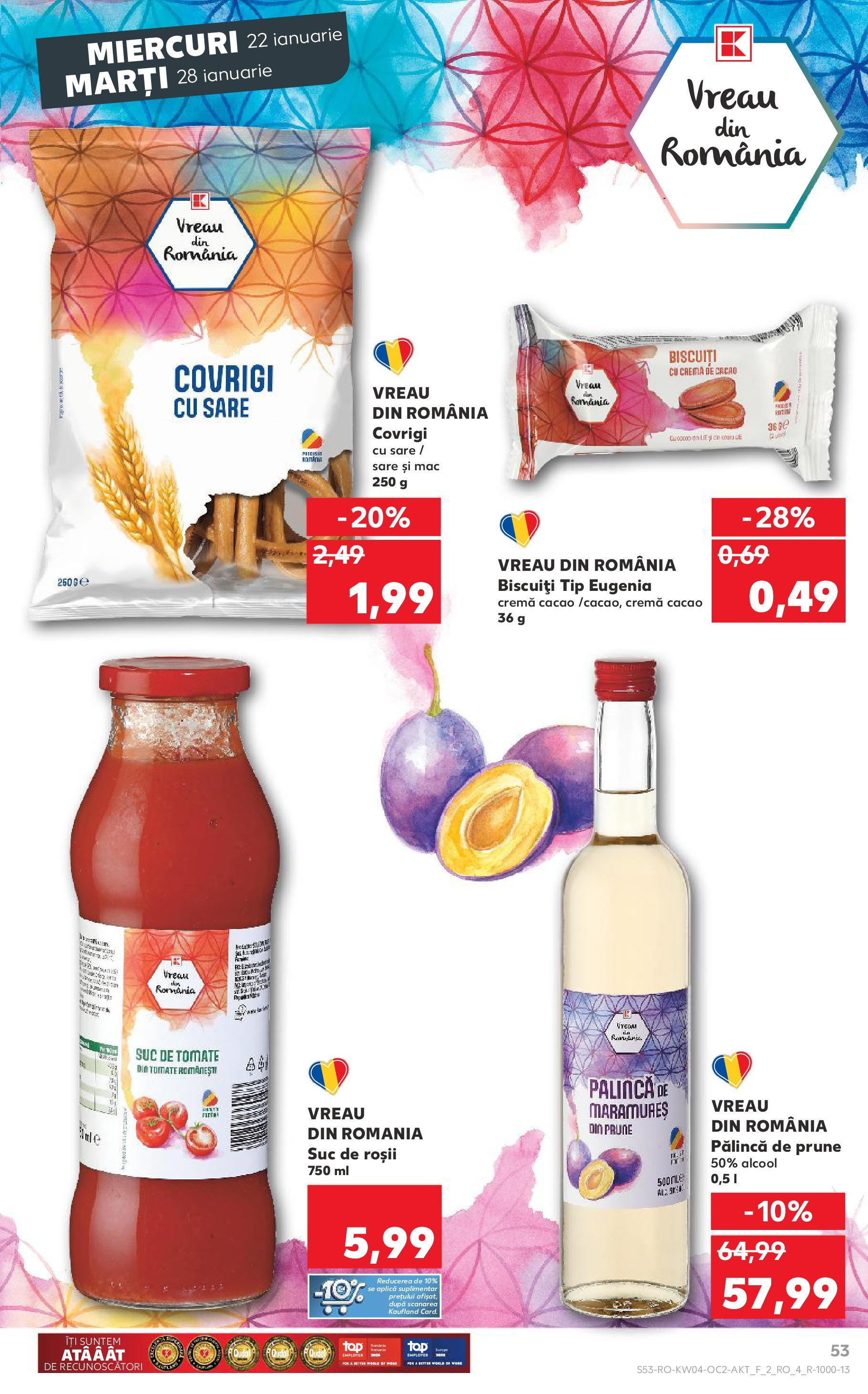 Catalog Kaufland - Bucureşti 22.01.2025 - Revista si Oferta | Pagină: 53 | Produse: Roșii, Prune, Cacao, Biscuiți