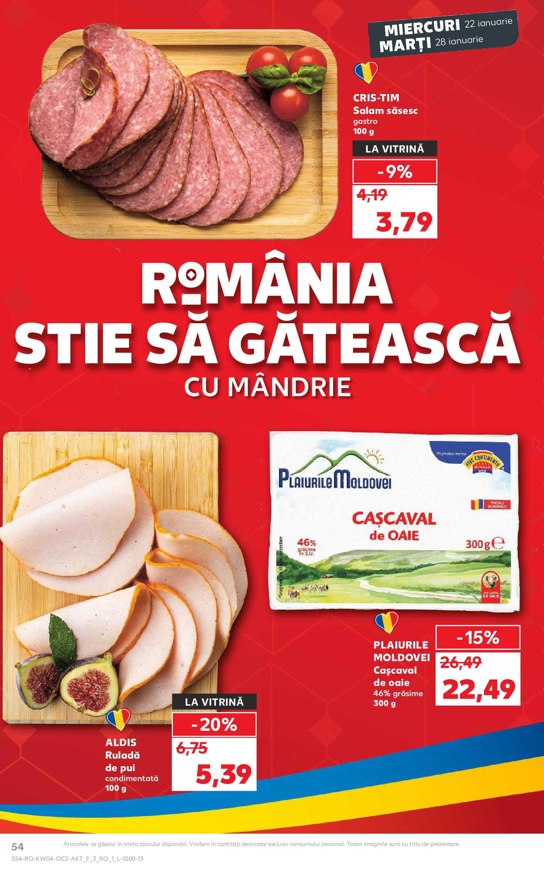 Catalog Kaufland - Bucureşti 22.01.2025 - Revista si Oferta | Pagină: 54 | Produse: Vitrină, Cașcaval, Lapte, Salam